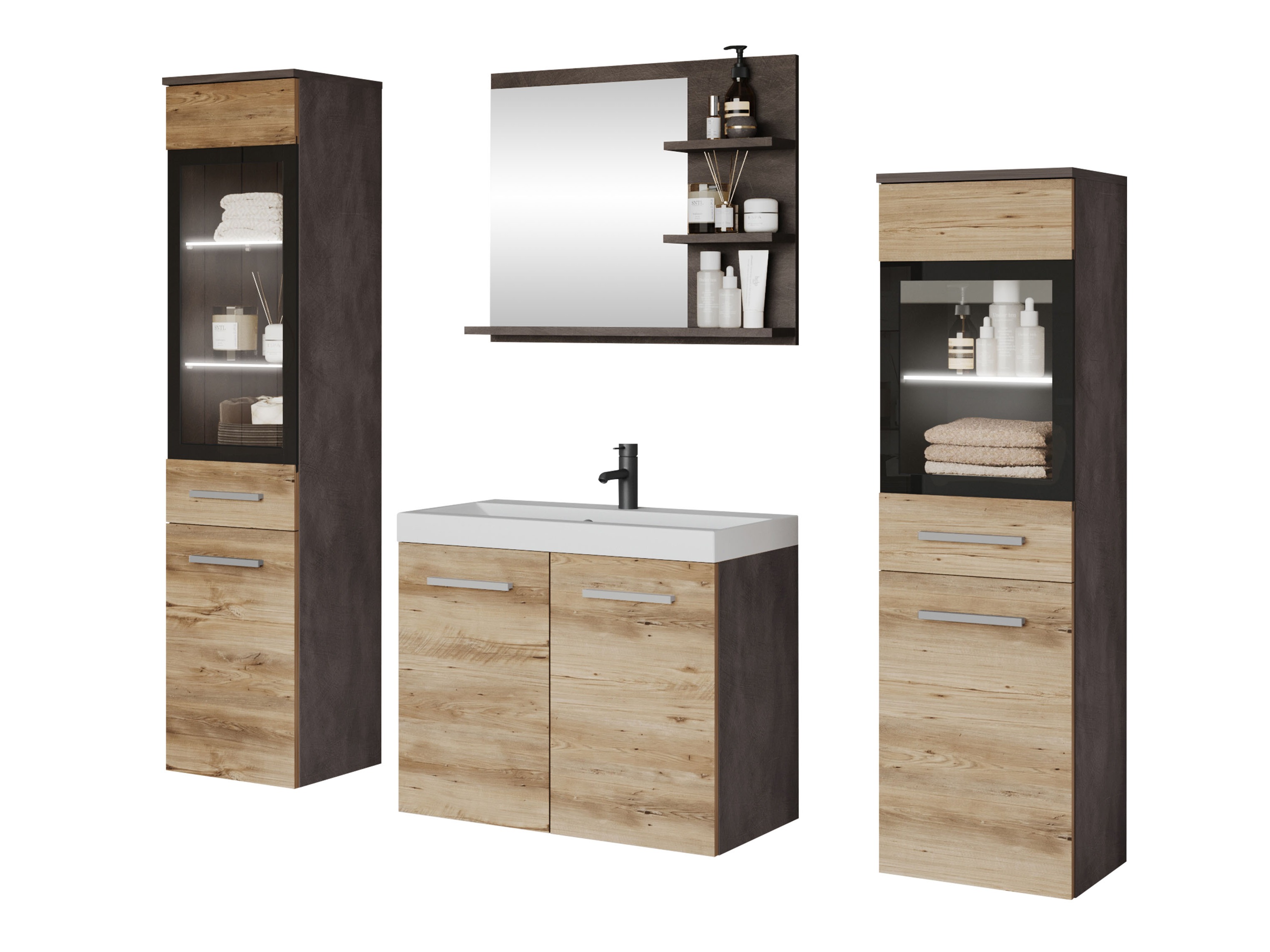 Vonios komplektas Sarasota 141 (Matera pilka + Kaštonas)