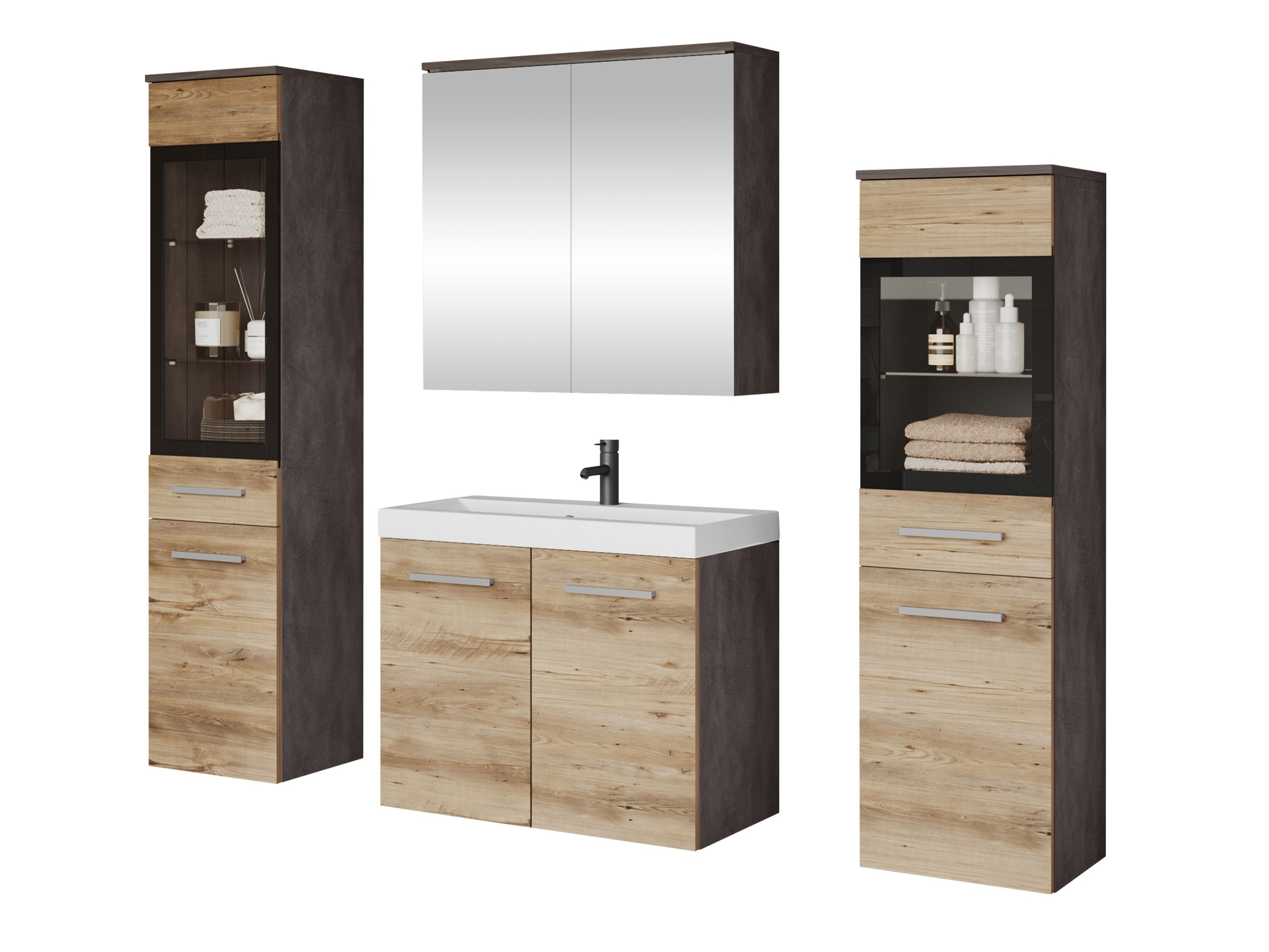 Vonios komplektas Scientia III (Matera pilka + Kaštonas)