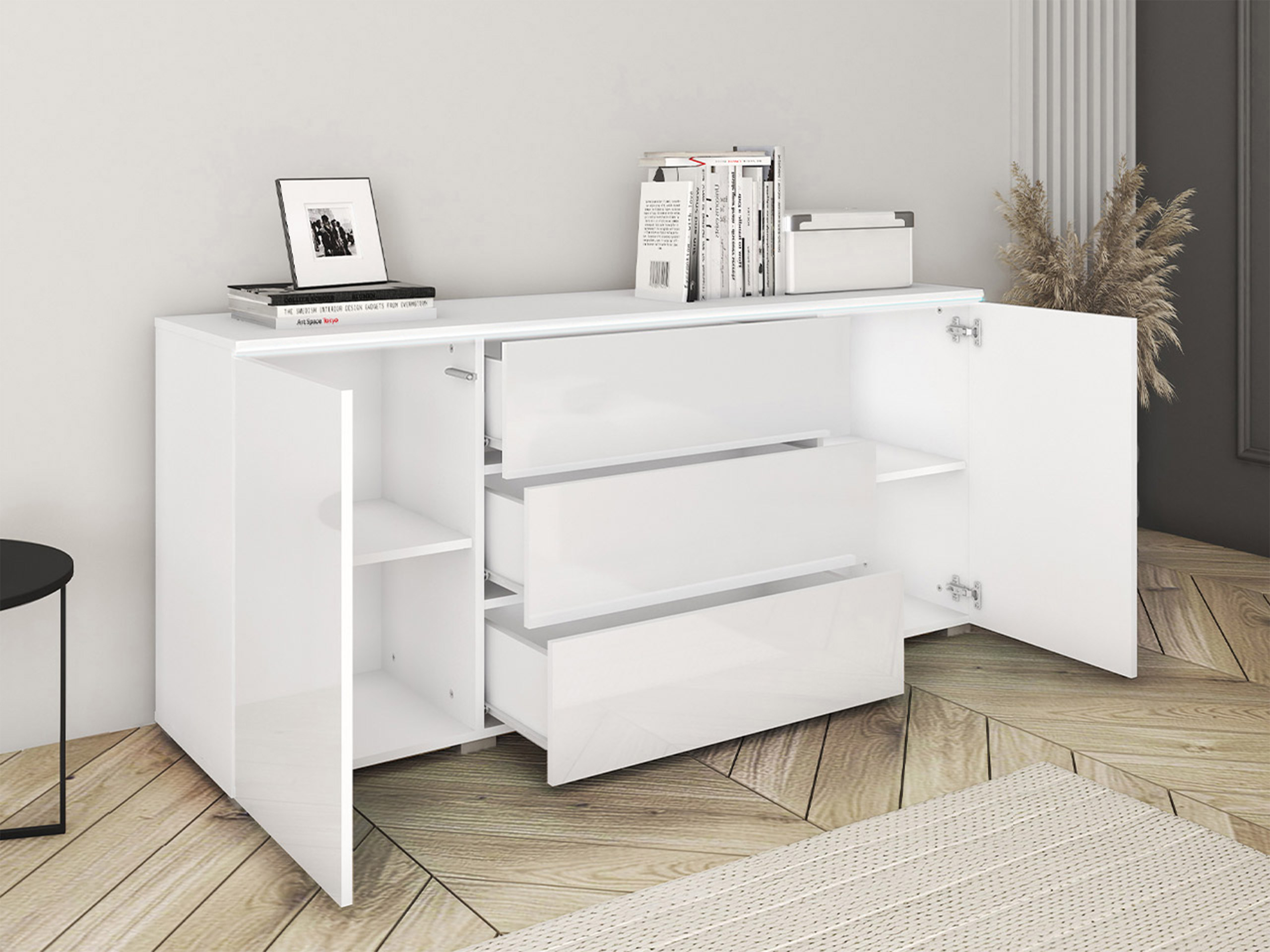 Komoda Mirfivo 102 (Votan ąžuolas + Blizgi juoda)