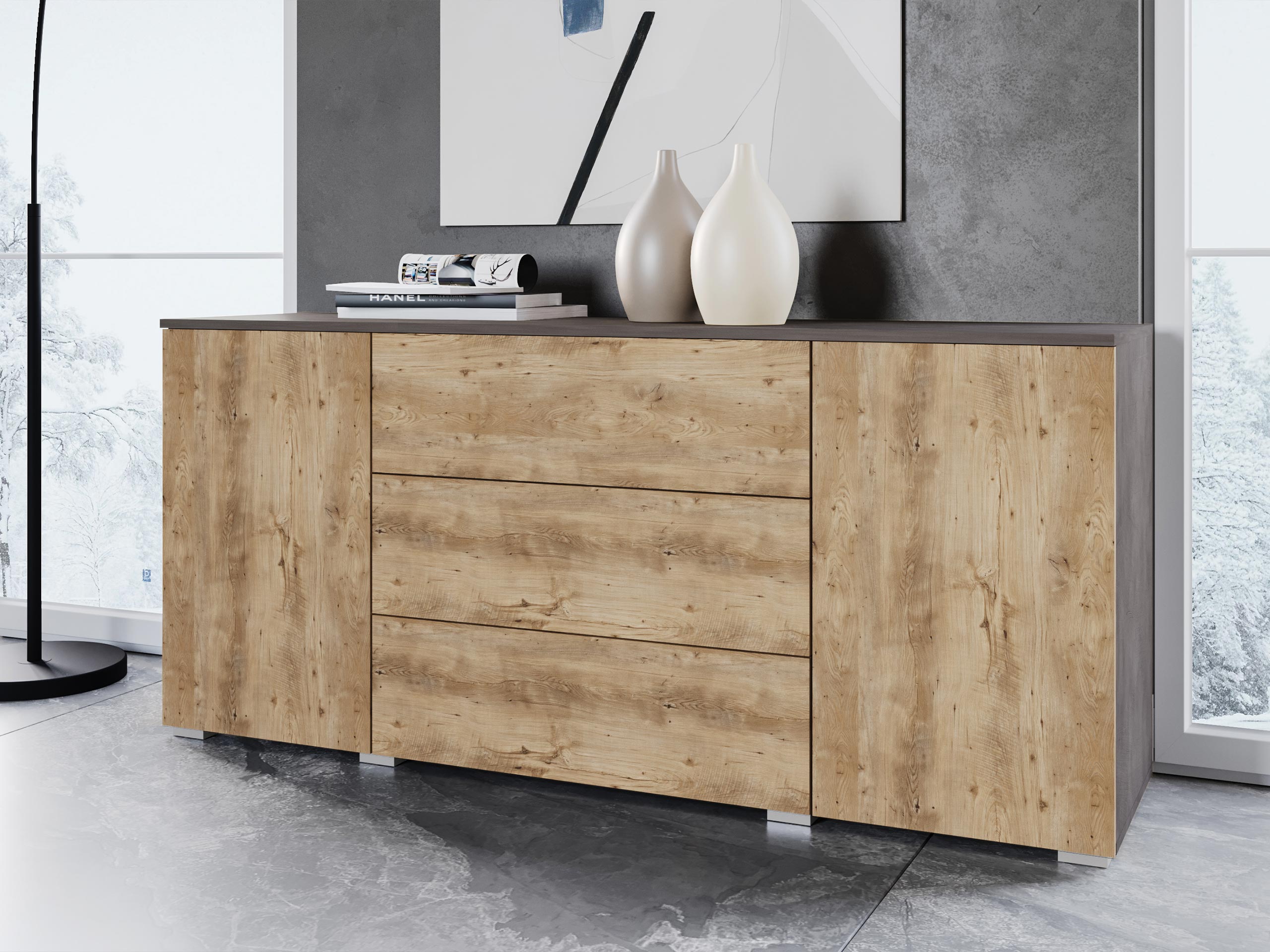 Komoda Sarasota 129 (Matera pilka + Kaštonas)