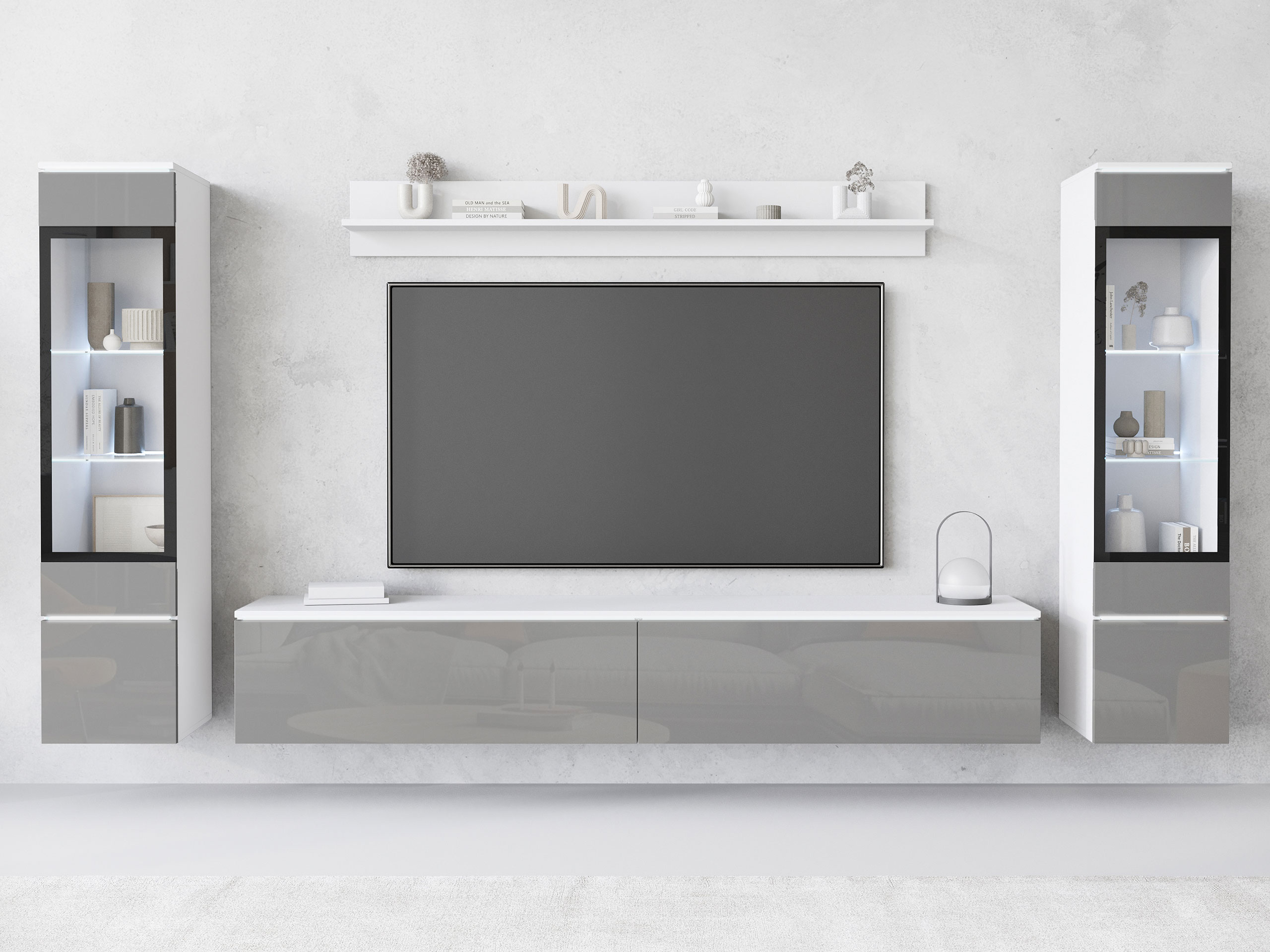 Svetainės komplektas Sarasota 126 (Blizgi pilka)