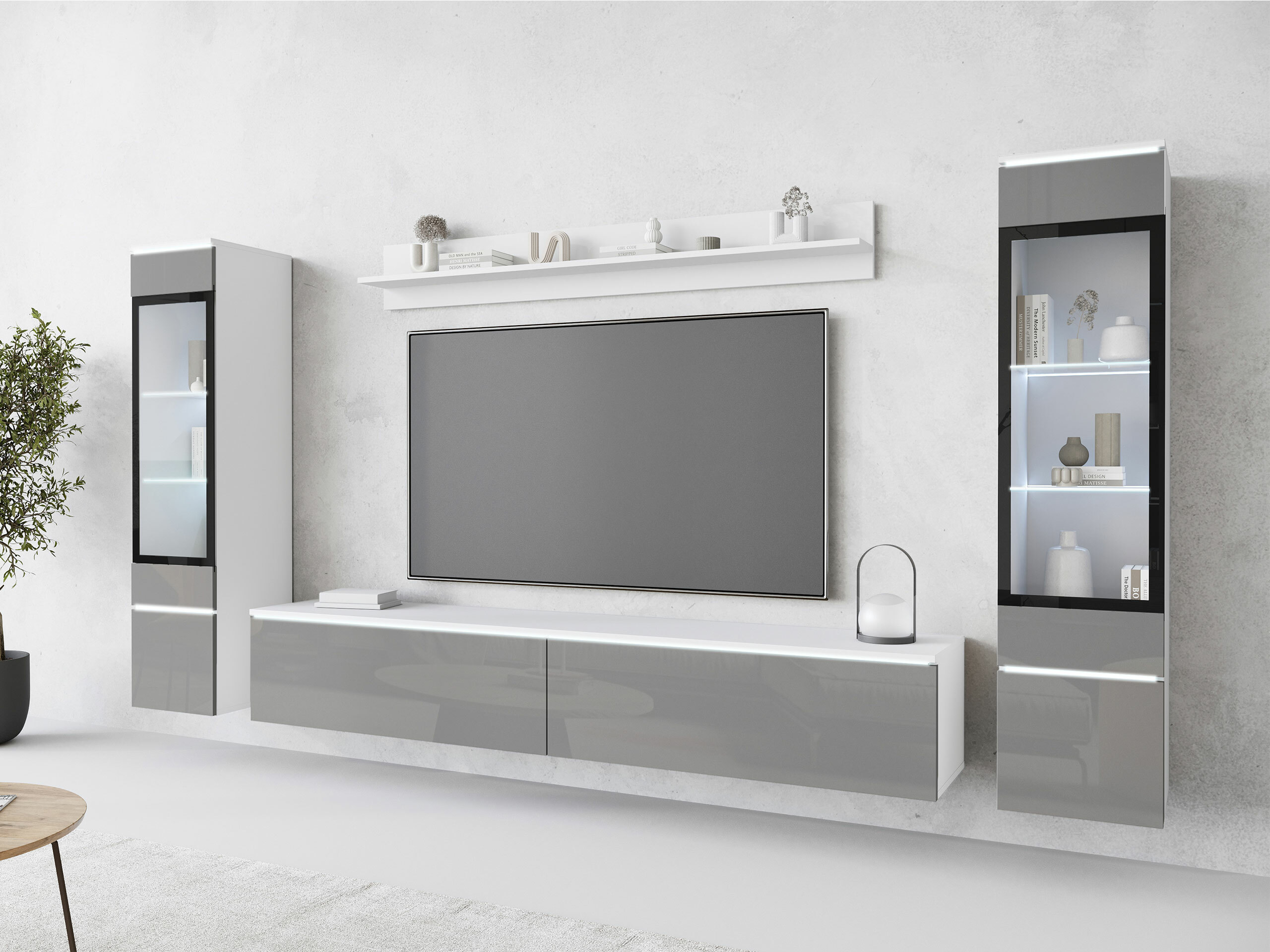 Svetainės komplektas Sarasota 126 (Blizgi pilka)