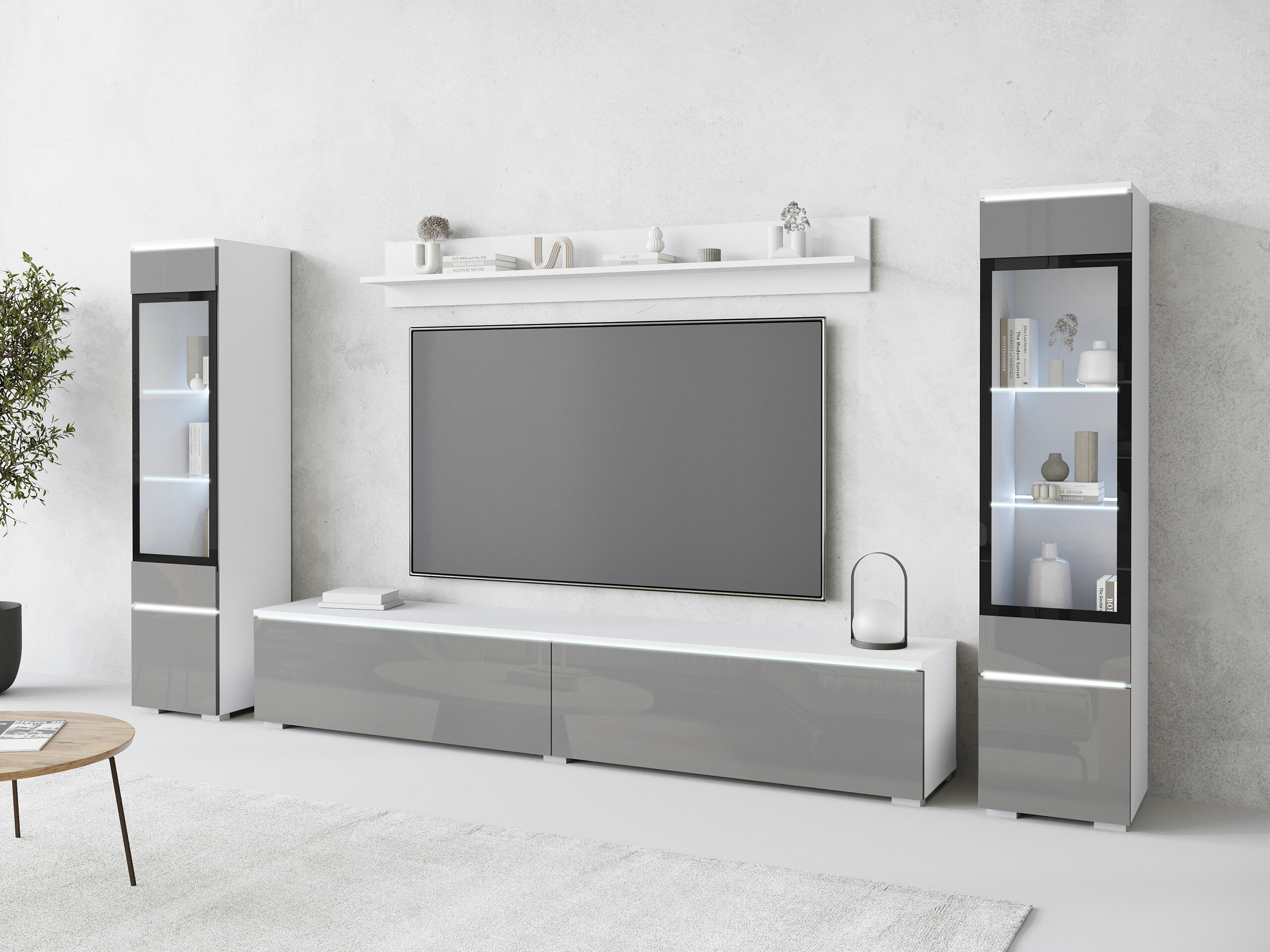 Svetainės komplektas Sarasota 126 (Blizgi pilka)