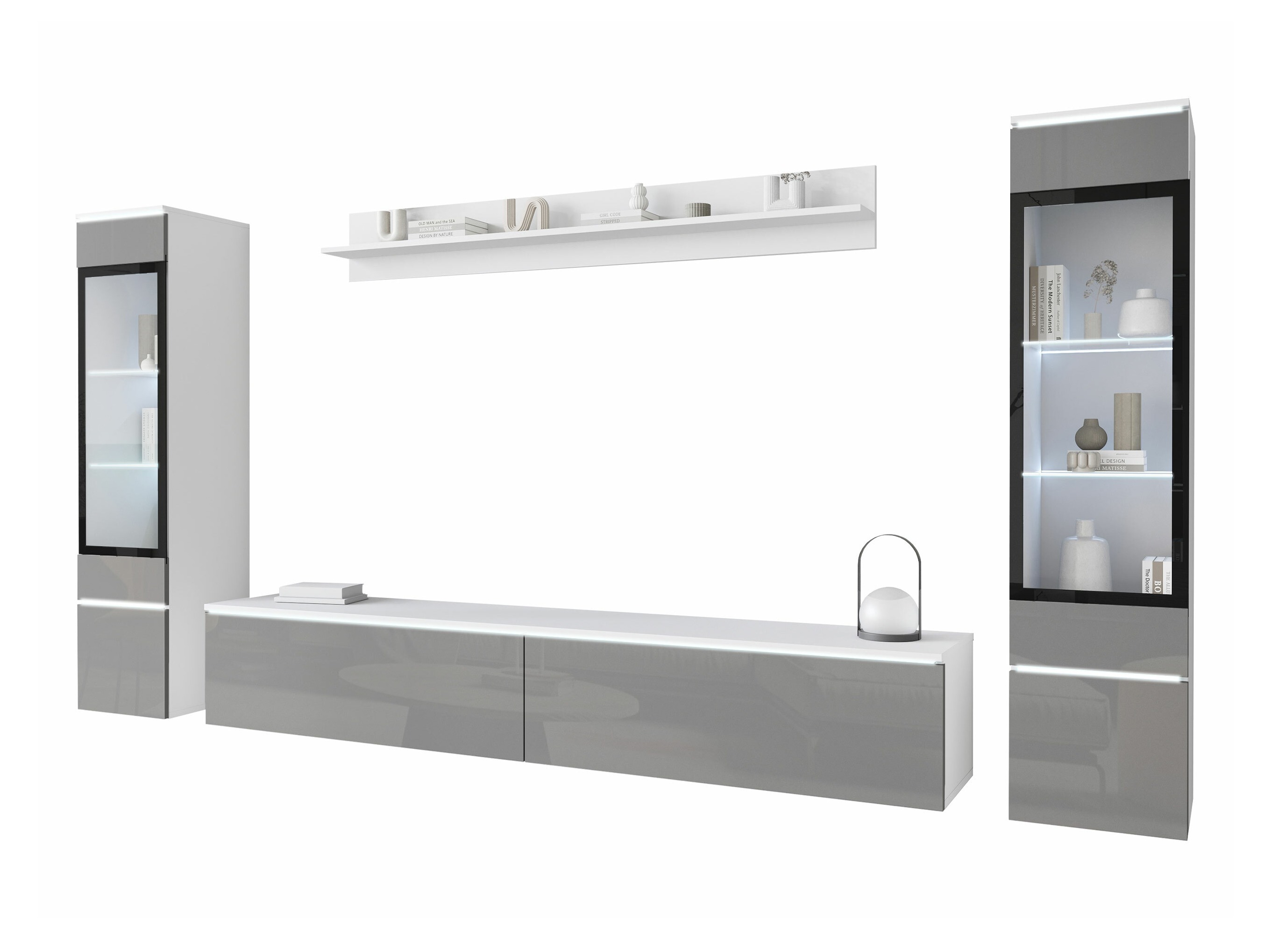 Svetainės komplektas Sarasota 126 (Blizgi pilka)