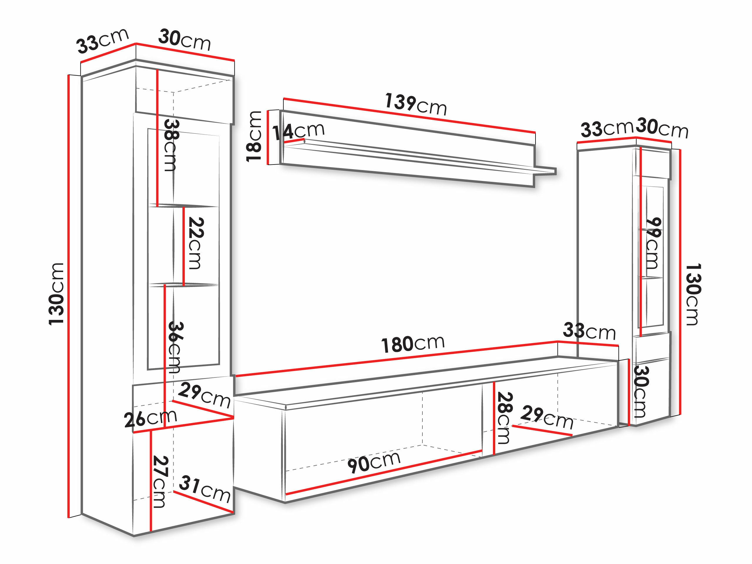 Svetainės komplektas Sarasota 126 (Grafitas)
