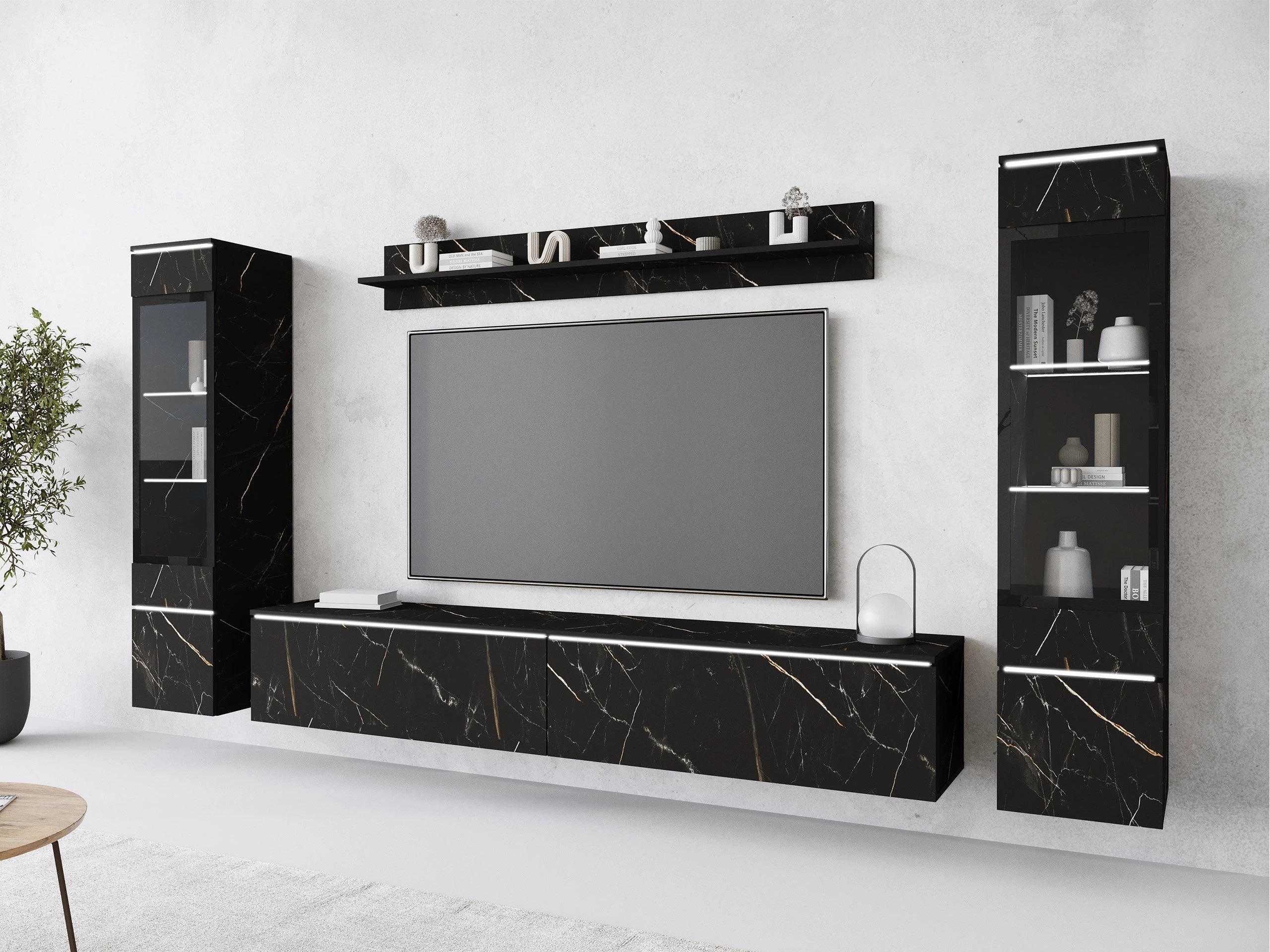 Svetainės komplektas Sarasota 126 (Juodas marmuras)