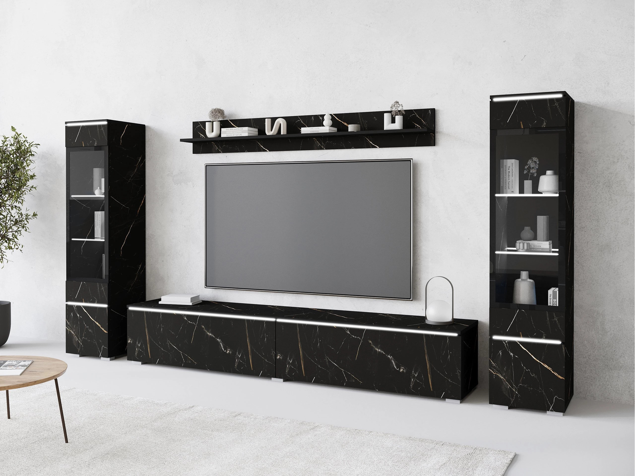 Svetainės komplektas Sarasota 126 (Juodas marmuras)