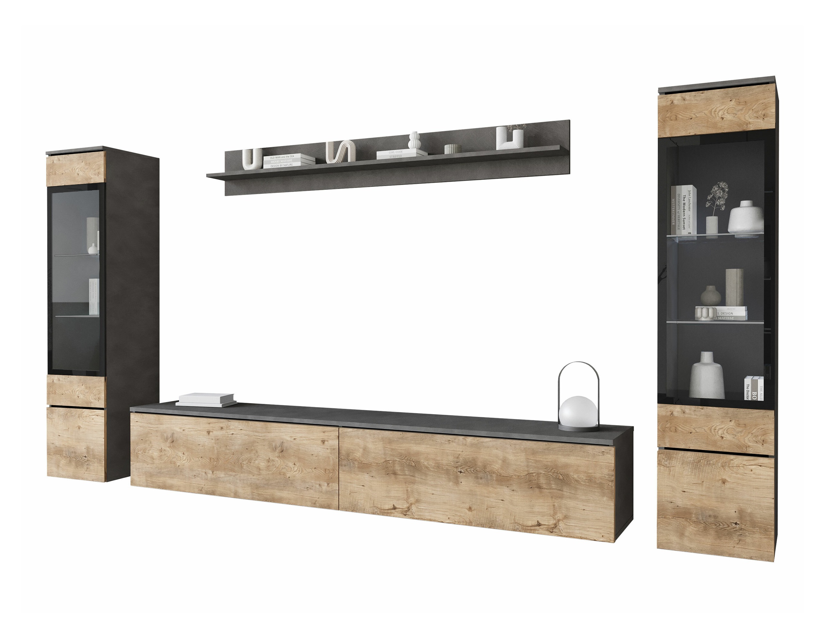 Svetainės komplektas Sarasota 126 (Matera pilka + Kaštonas)