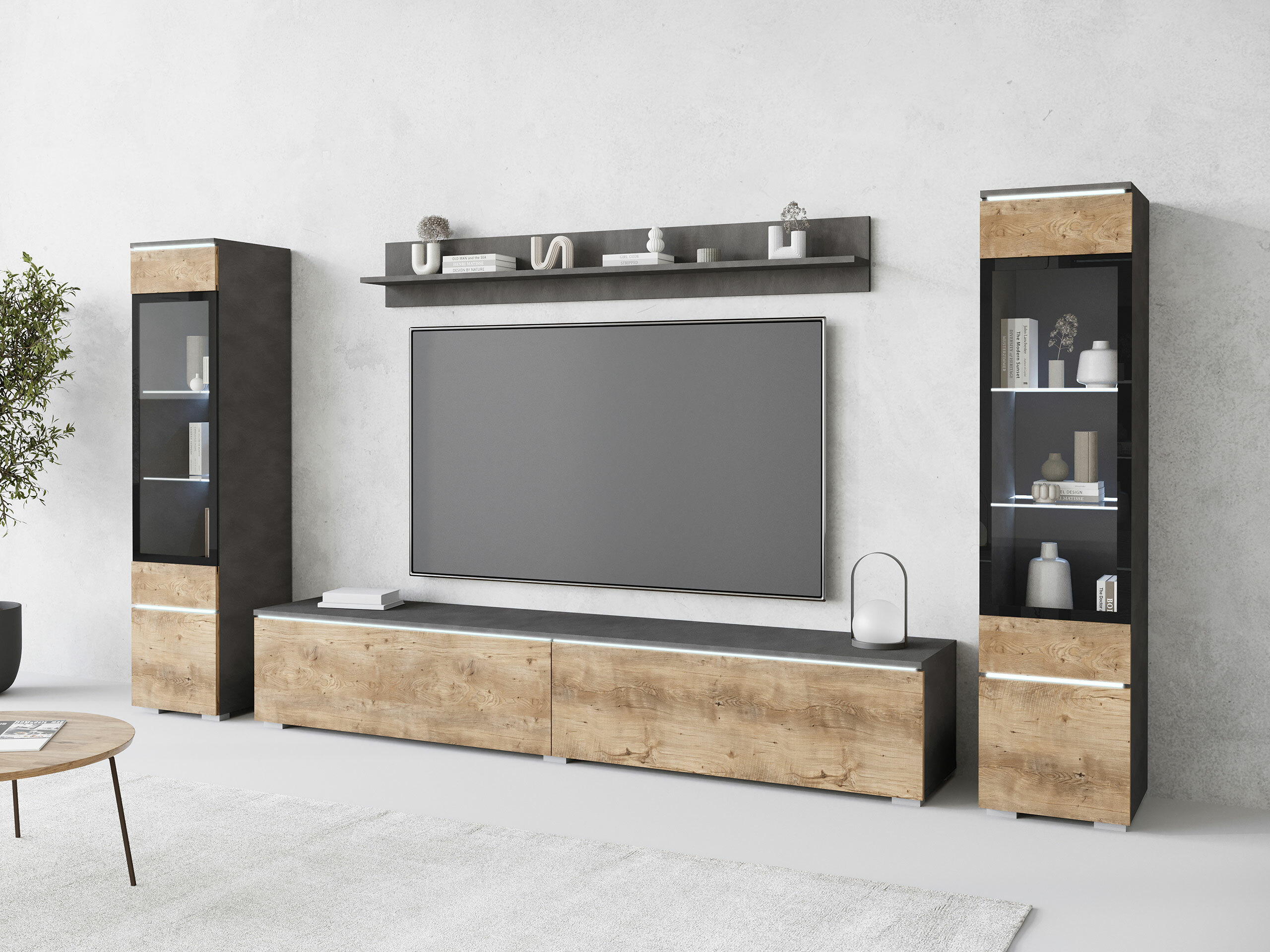 Svetainės komplektas Sarasota 126 (Matera pilka + Kaštonas)