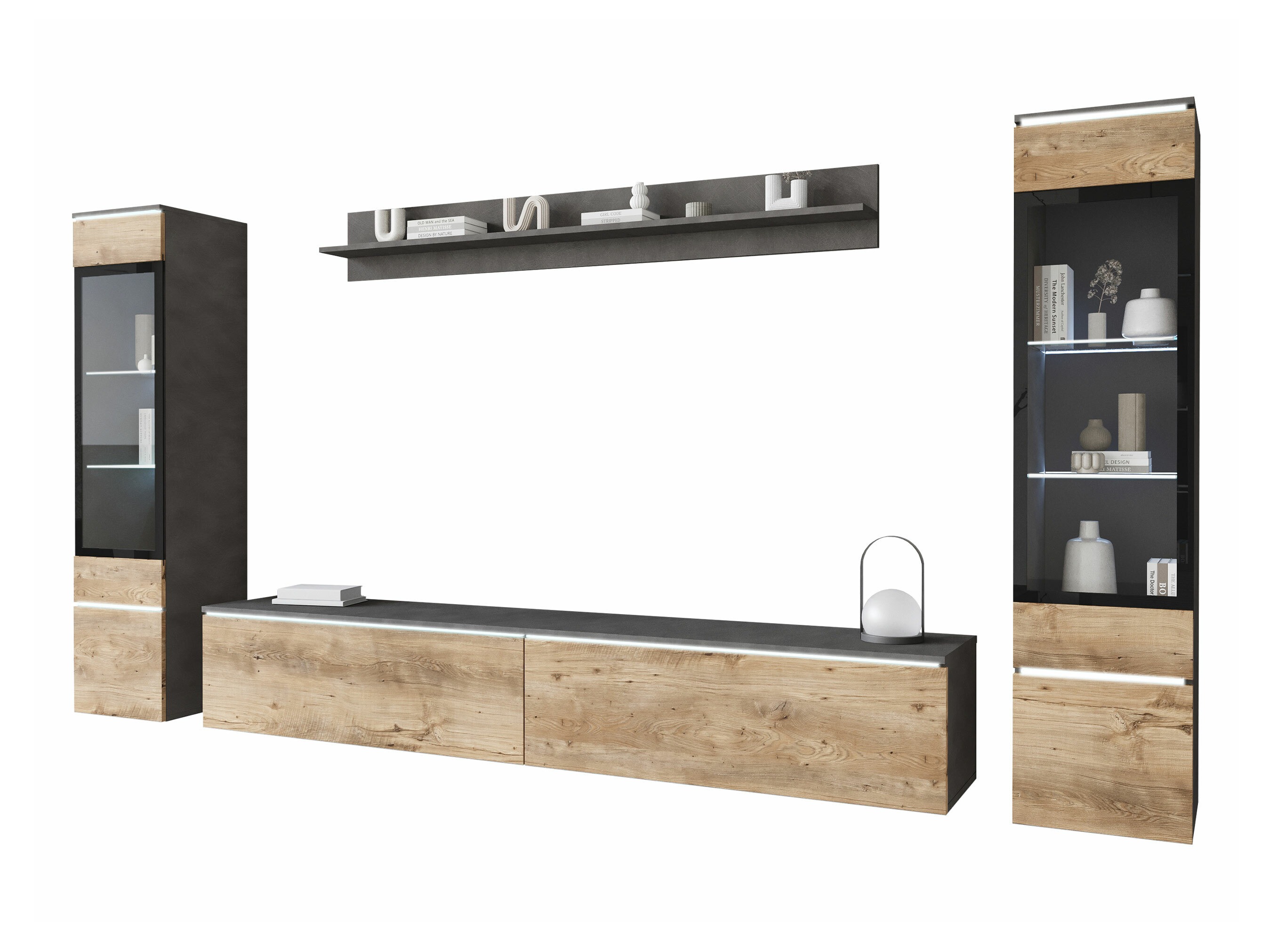 Svetainės komplektas Sarasota 126 (Matera pilka + Kaštonas)