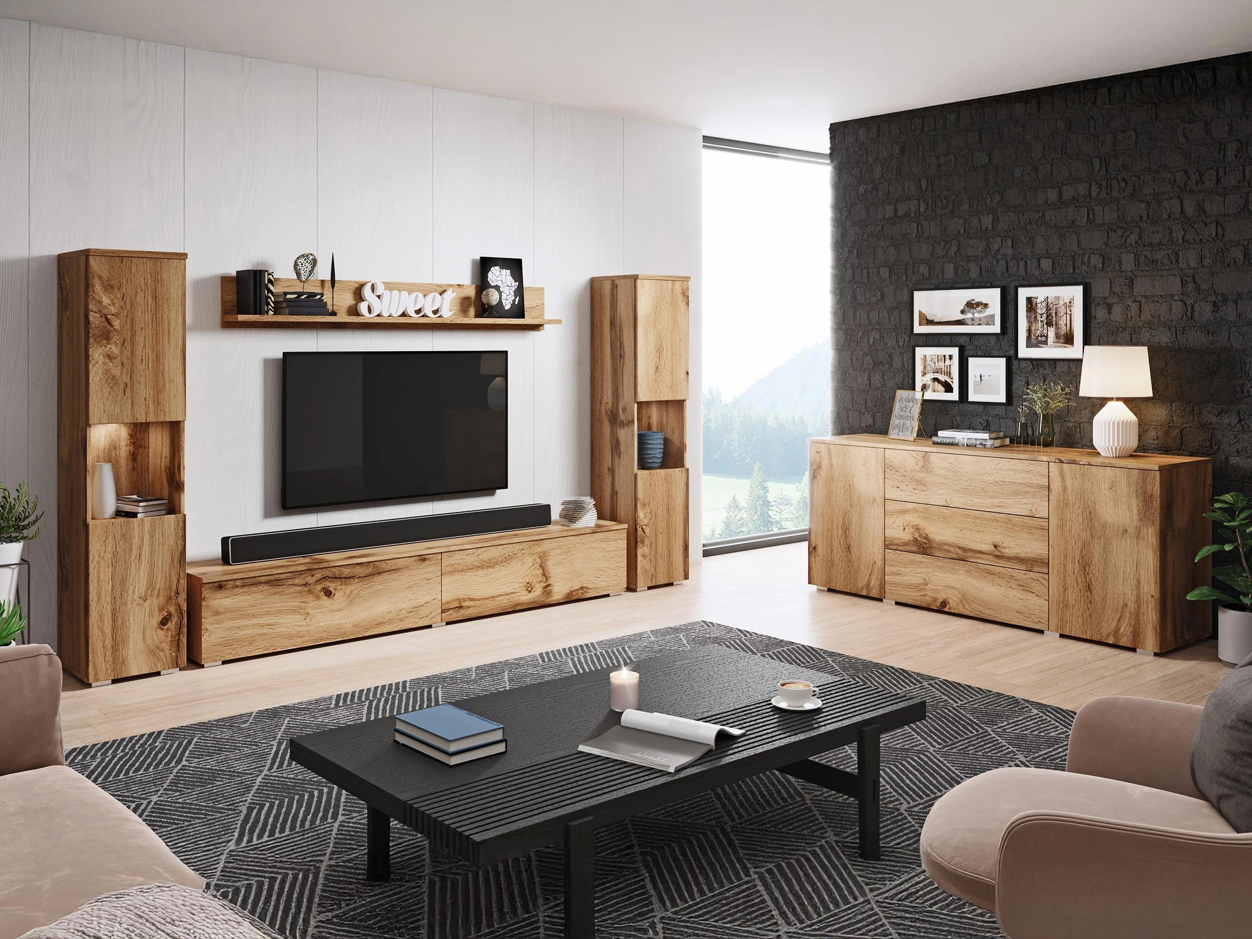 Svetainės komplektas Sarasota 133 (Votan ąžuolas)