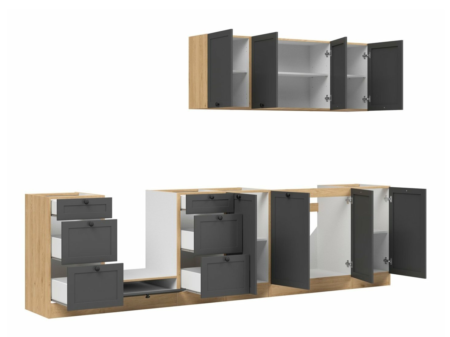 Modulinis virtuvės komplektas Classic Grey Oak 119