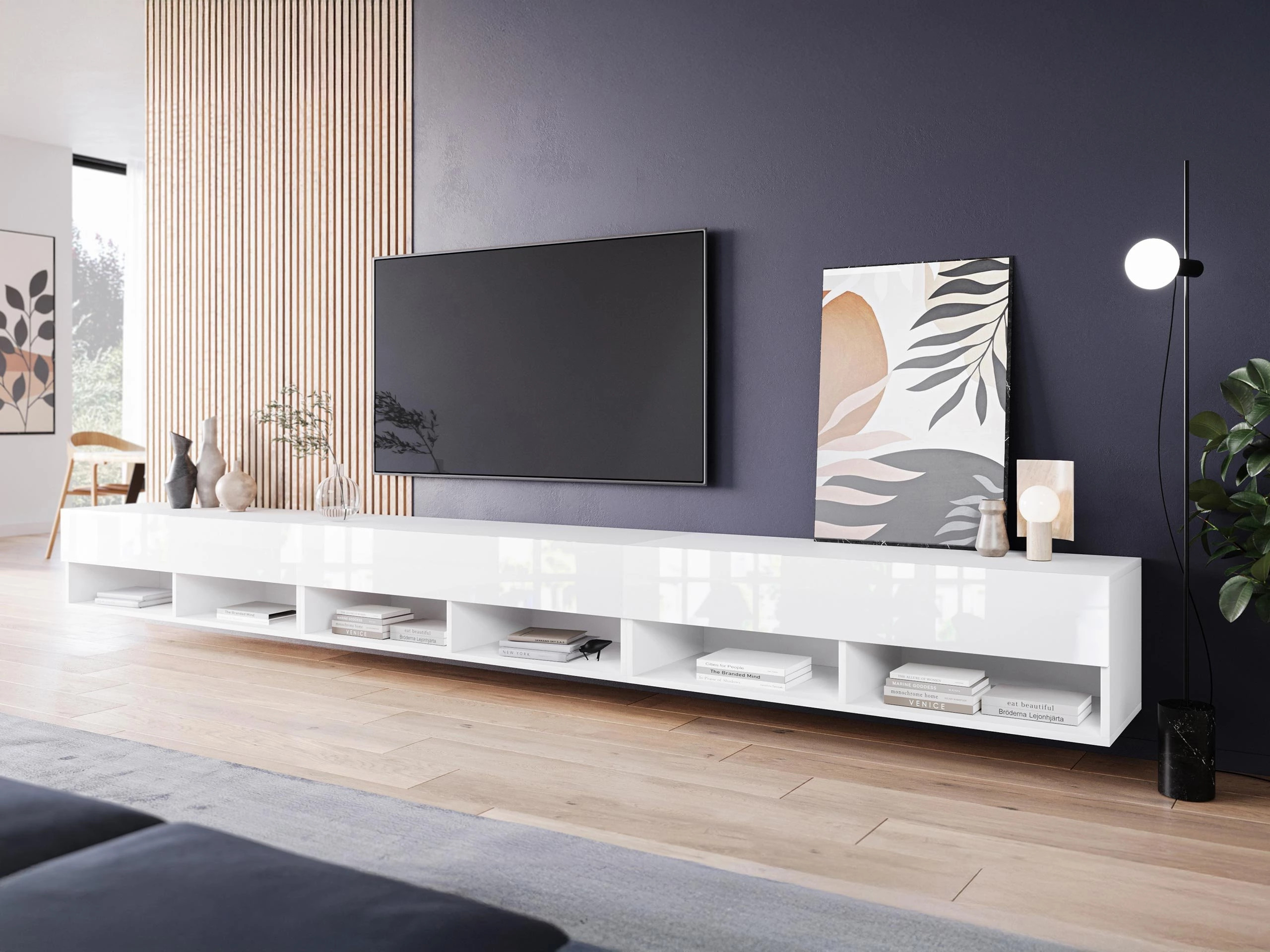 TV staliukas Sarasota 144 (Balta + Blizgi balta)