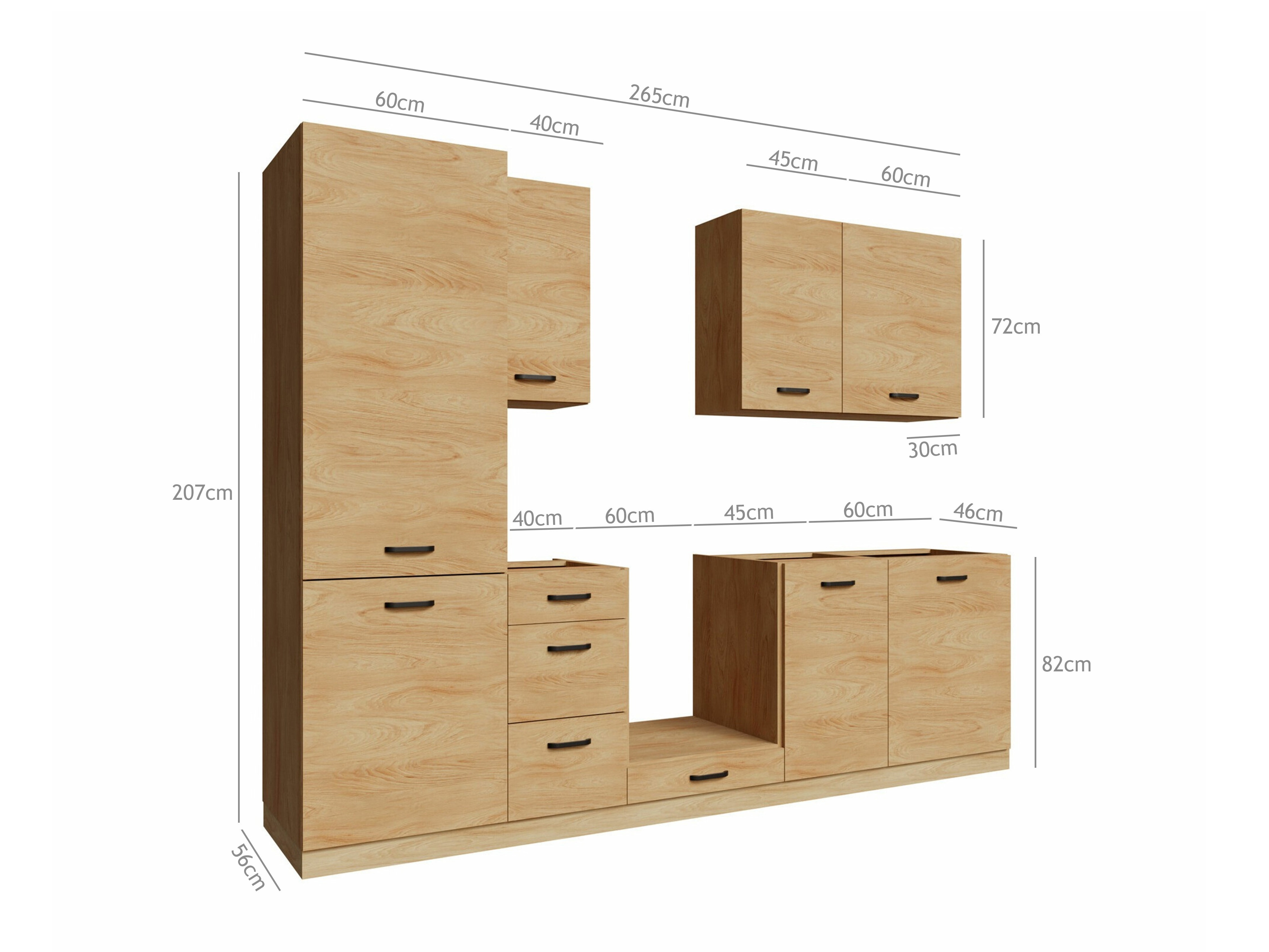 Modulinis virtuvės komplektas Amper Oak 167