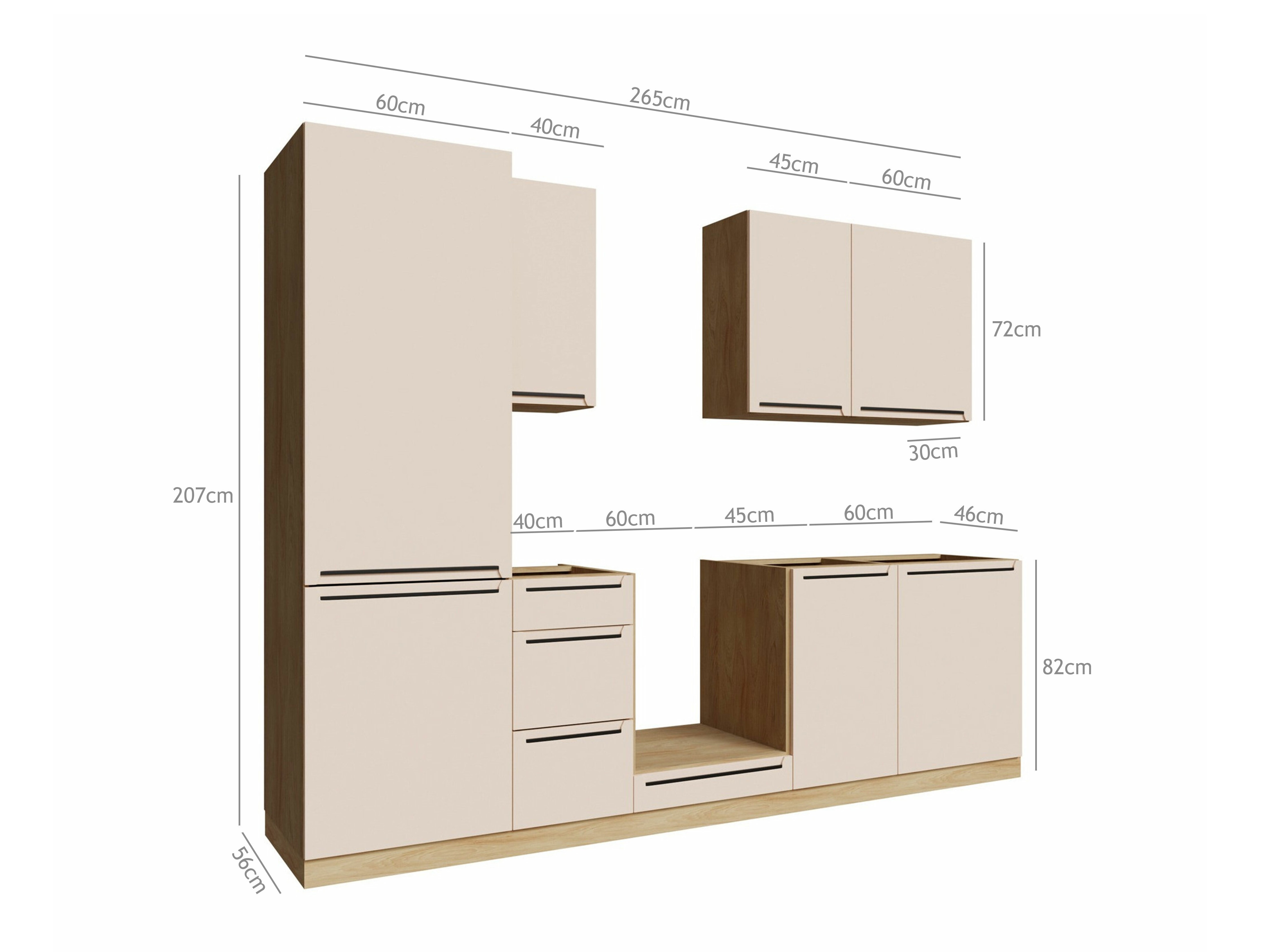 Modulinis virtuvės komplektas Riso Beige 169