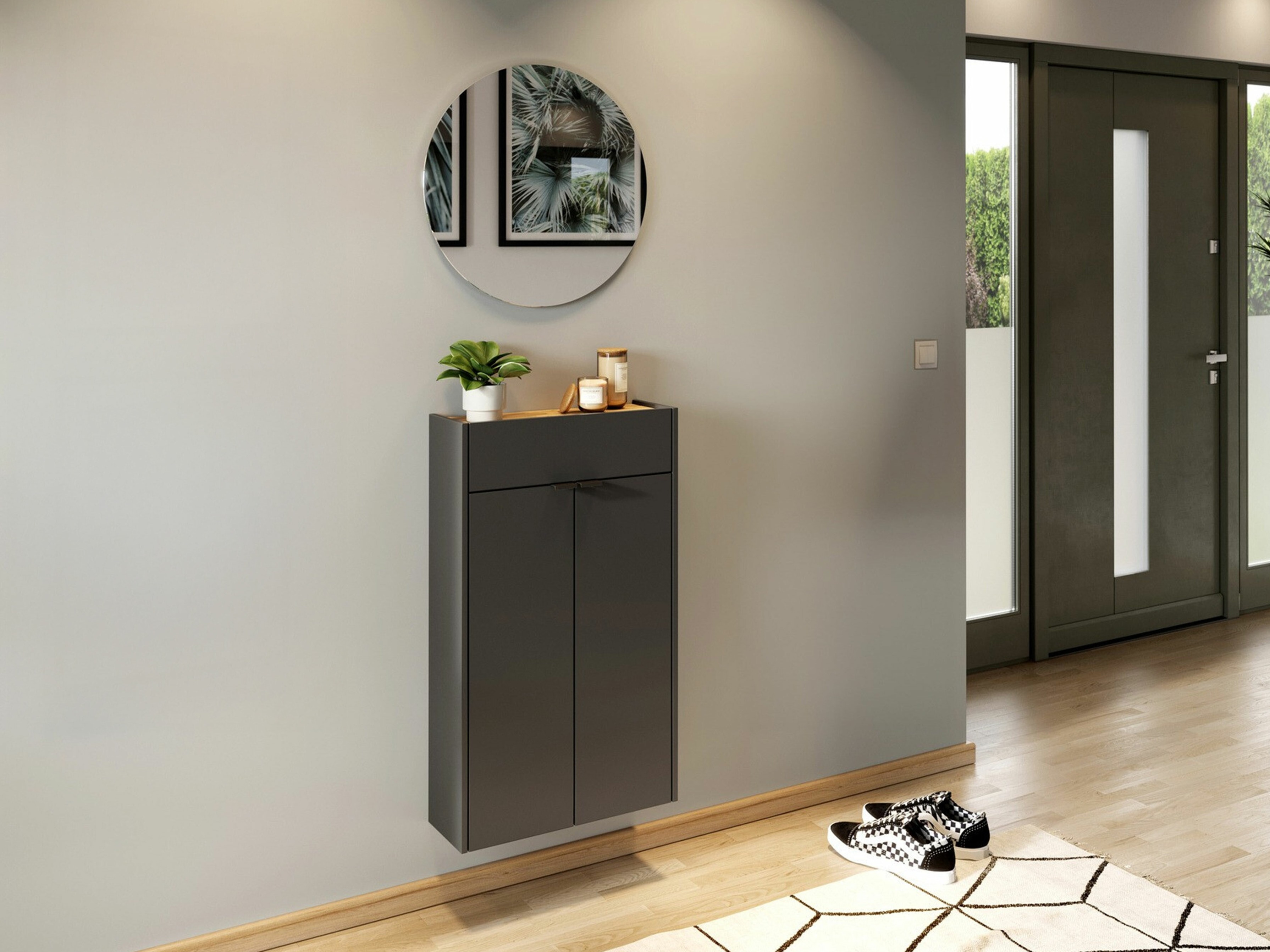 Prieškambario komplektas Cirsale 104 (Grafitas + Navarra ąžuolas)