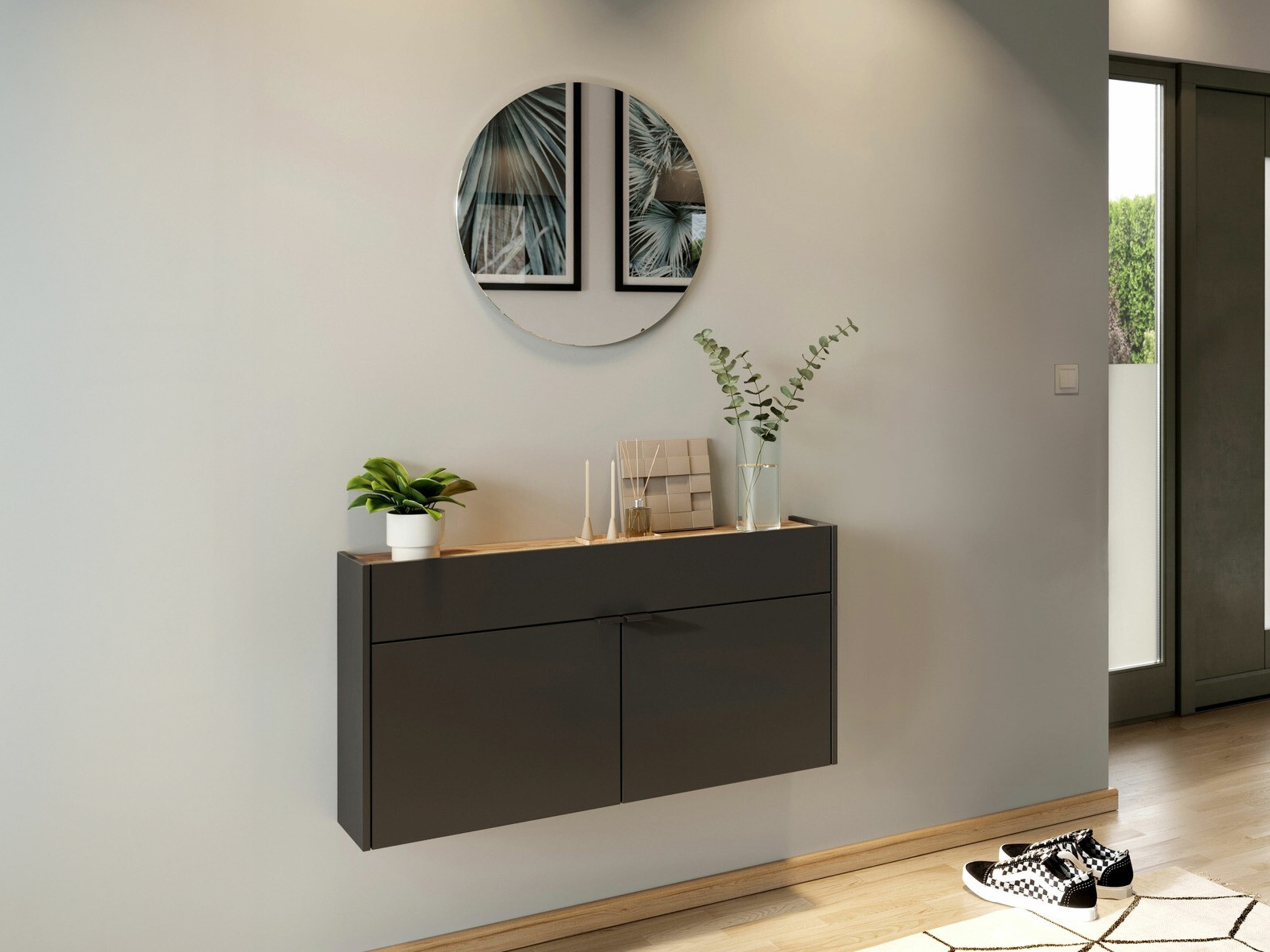 Prieškambario komplektas Cirsale 106 (Grafitas + Navarra ąžuolas)