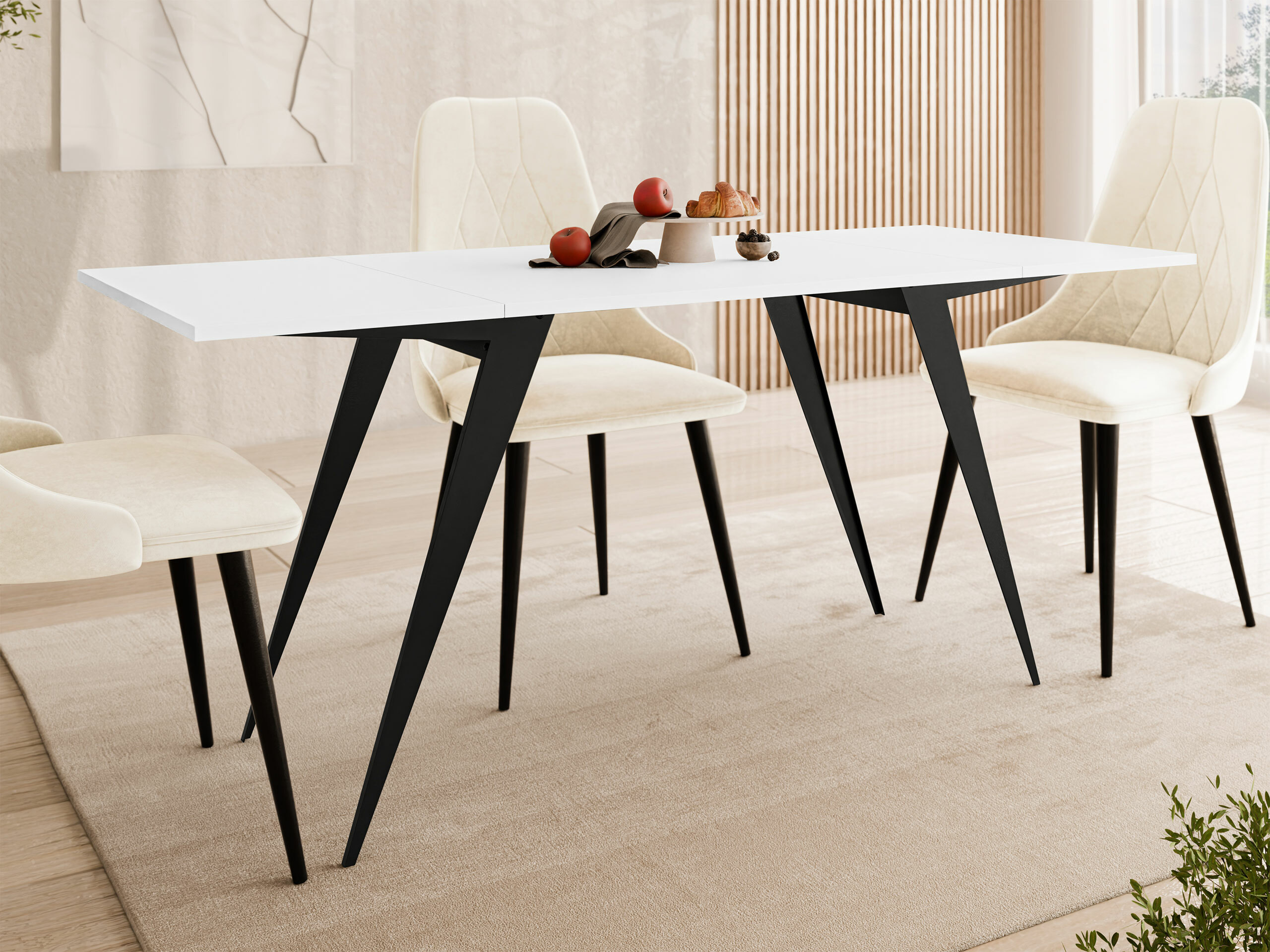 Žurnalinis staliukas transformeris Oswego 150 (Balta + Juoda)