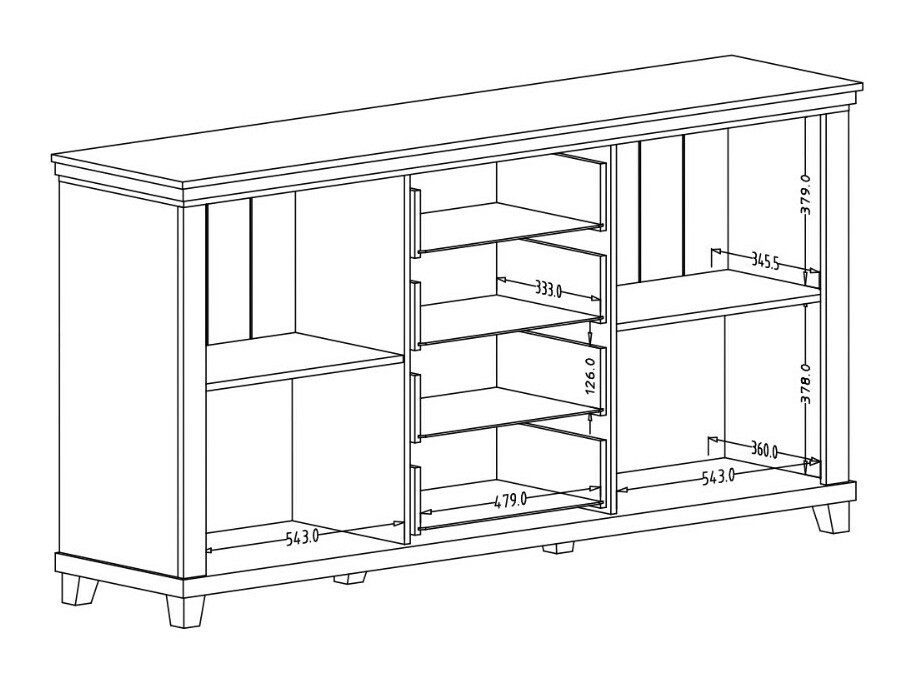 Komoda Tolnue 103 (Tamsi žalia + Ąžuolas lefkas)