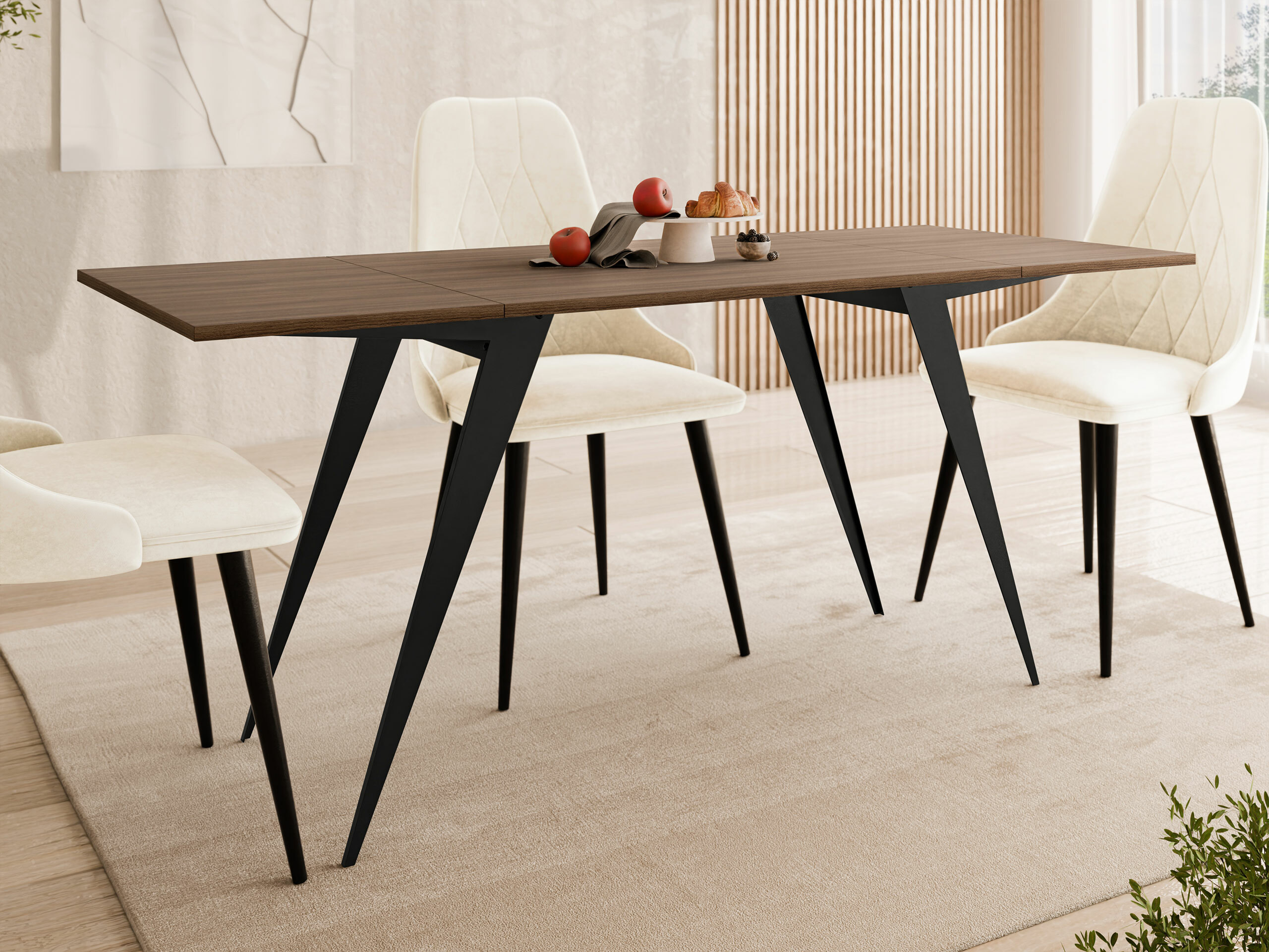 Žurnalinis staliukas transformeris Oswego 150 (Graikinis riešutas + Juoda)