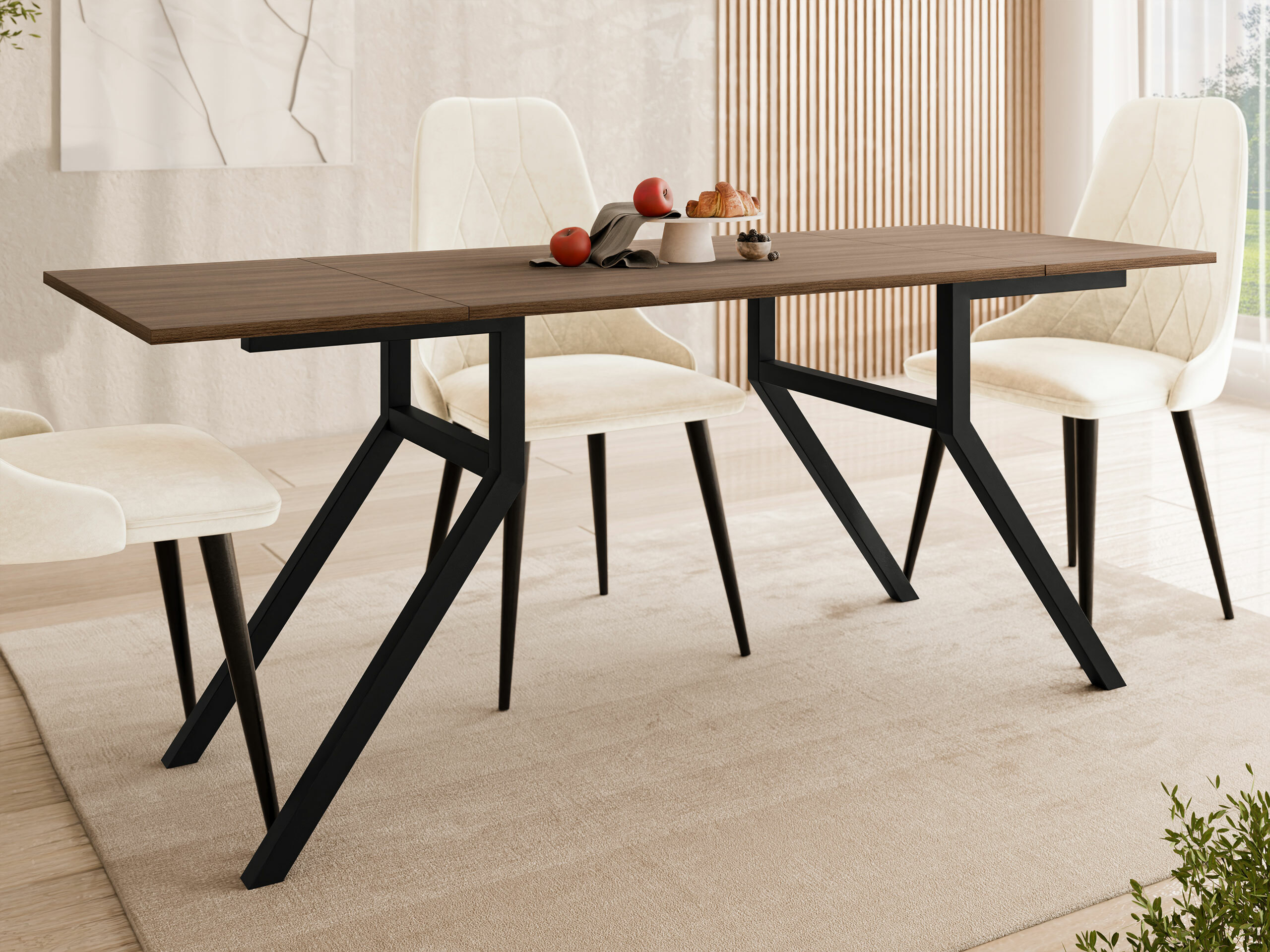 Žurnalinis staliukas transformeris Oswego 151 (Graikinis riešutas + Juoda)