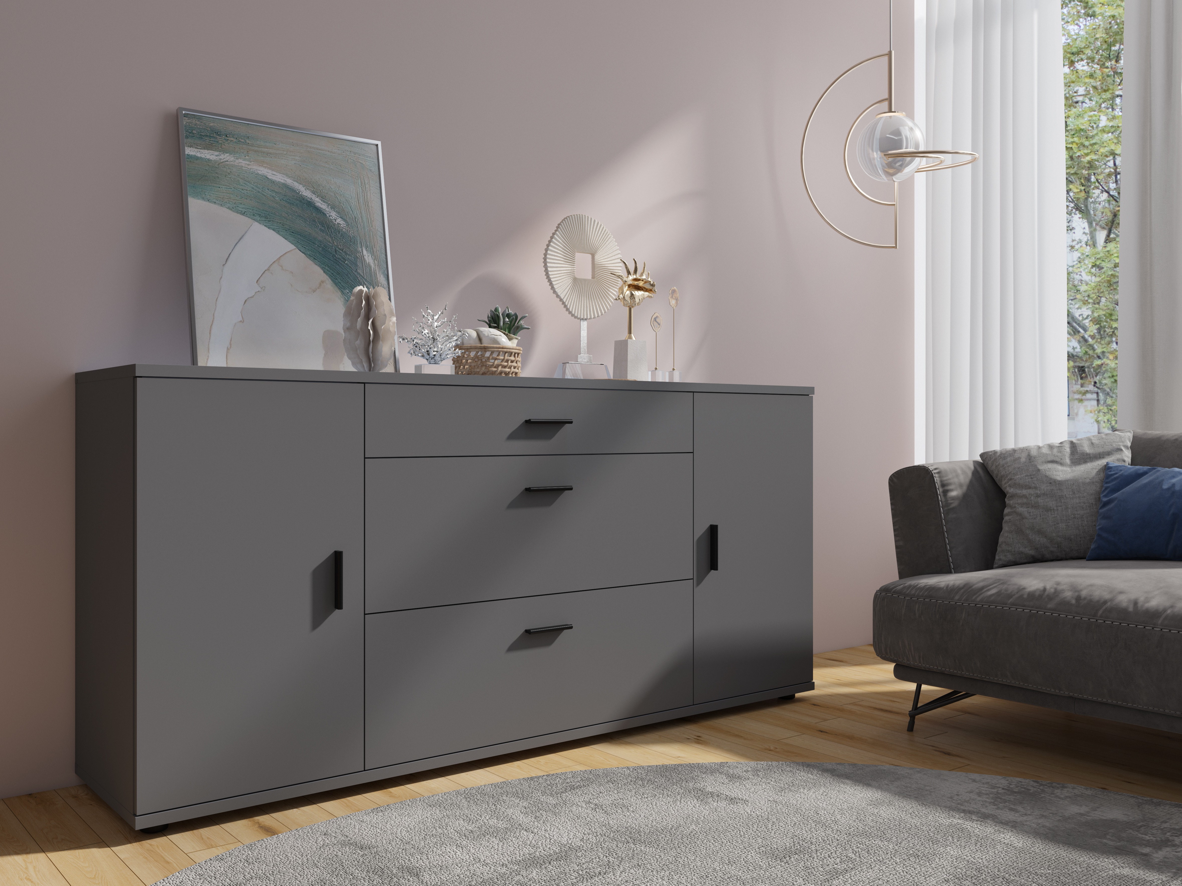 Komoda Ontario 170 (Grafitas)