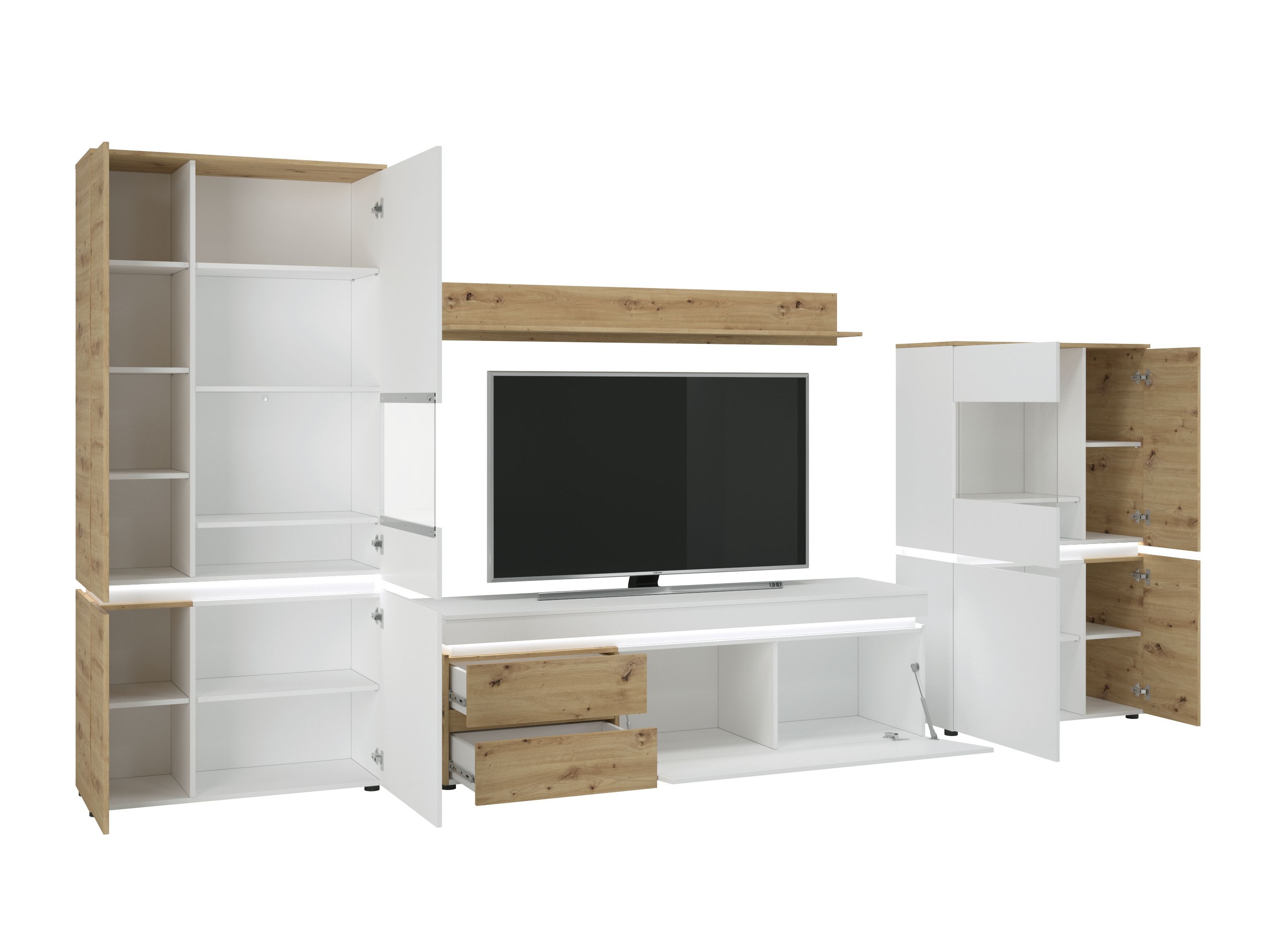 Svetainės komplektas Ontario 176 (Artisan ąžuolas + Balta)