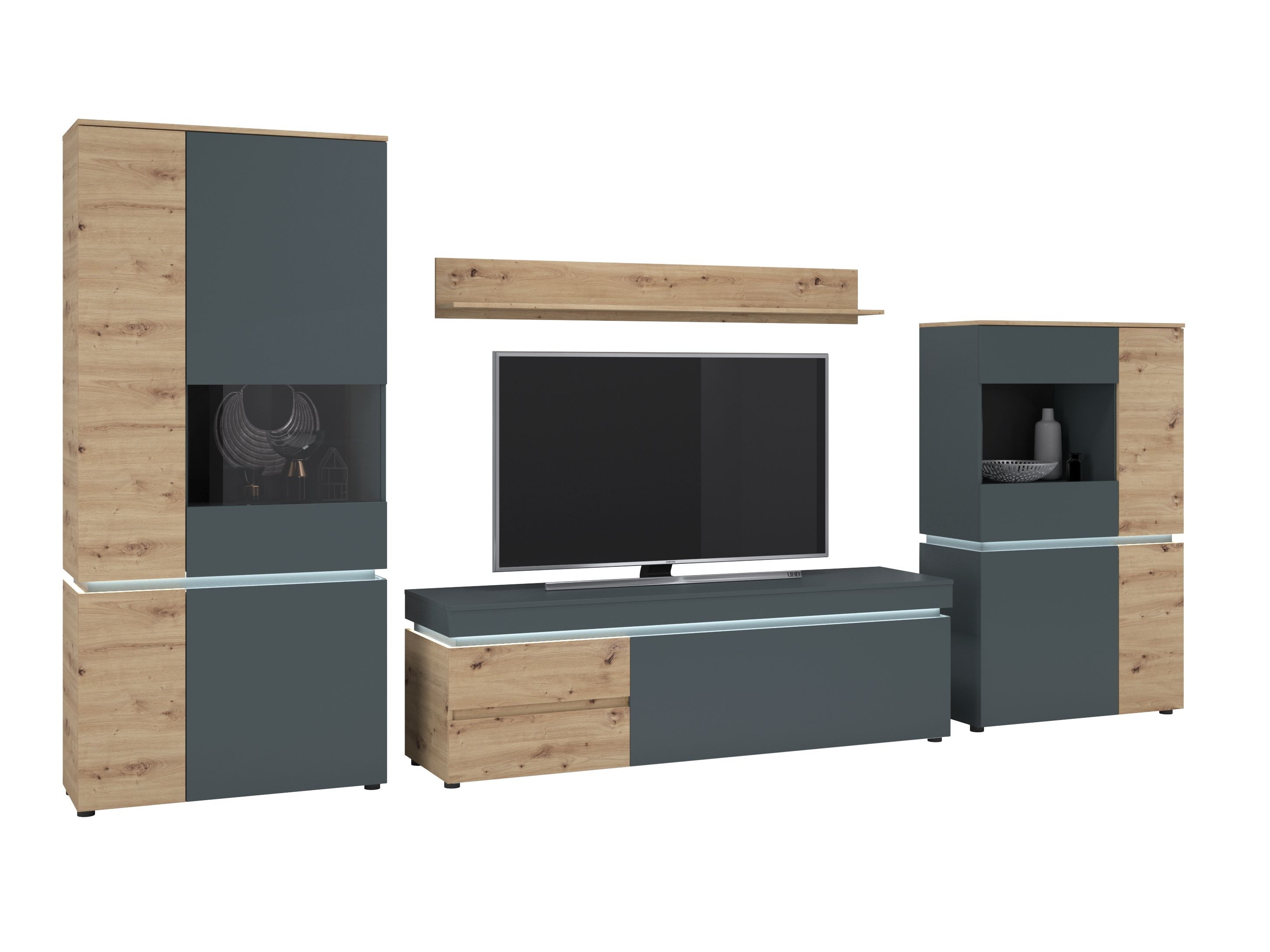 Svetainės komplektas Ontario 176 (Artisan ąžuolas + Pilka)