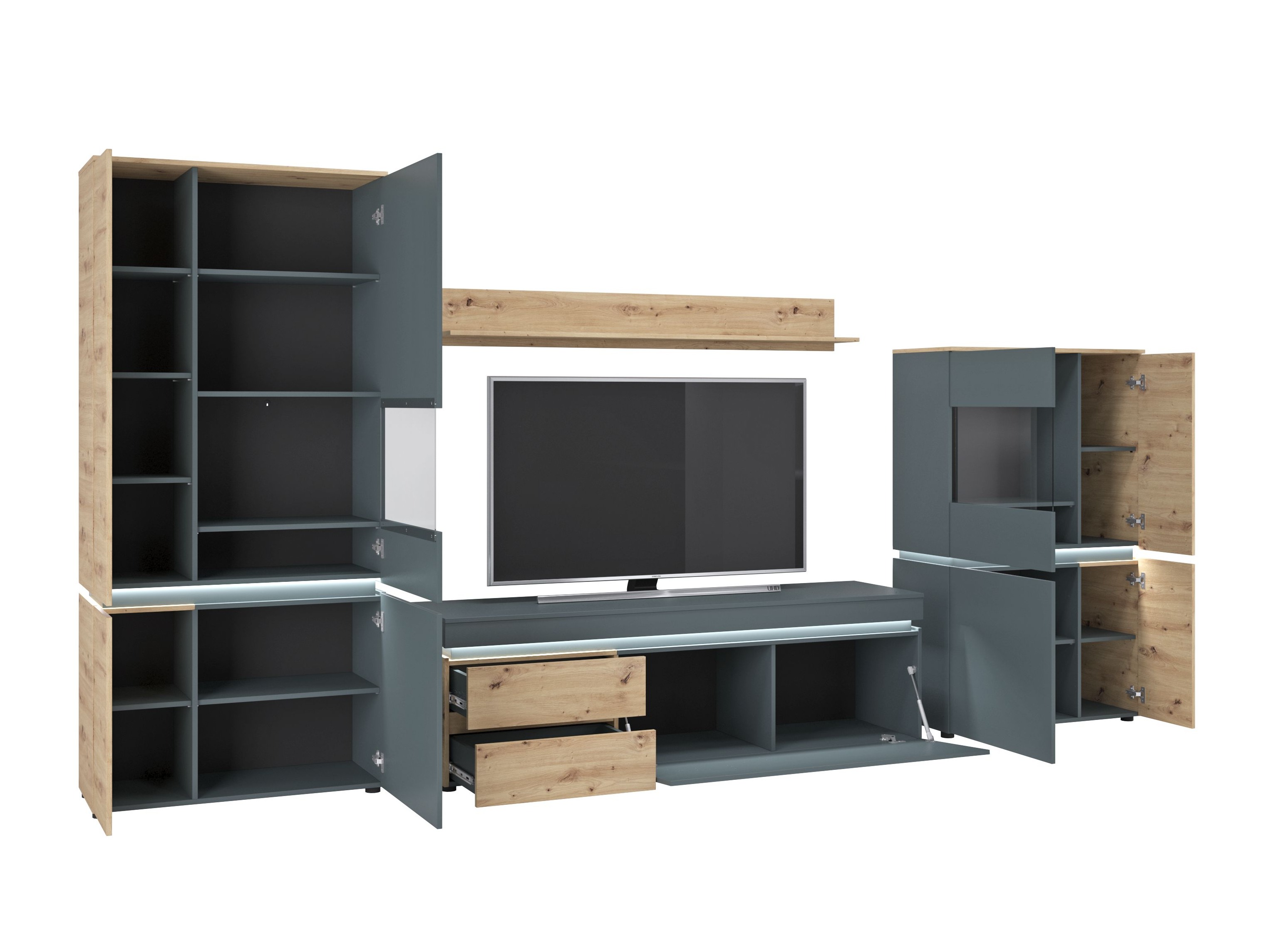 Svetainės komplektas Ontario 176 (Artisan ąžuolas + Pilka)