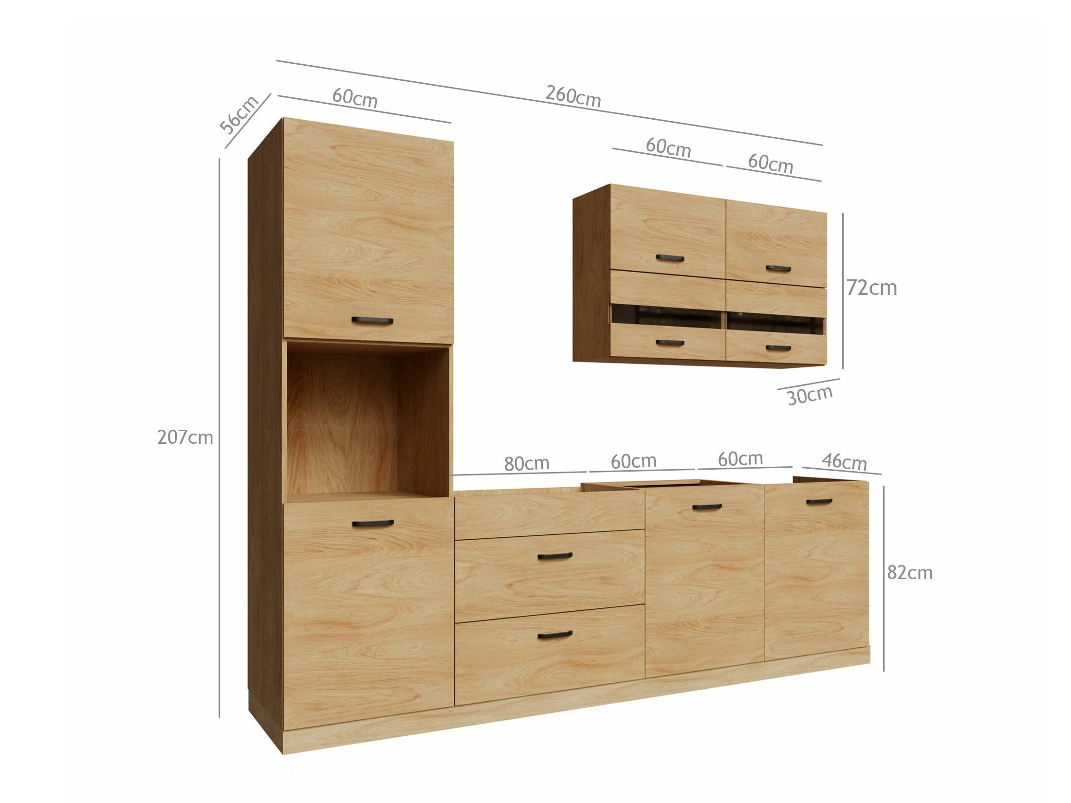 Modulinis virtuvės komplektas Amper Oak 168