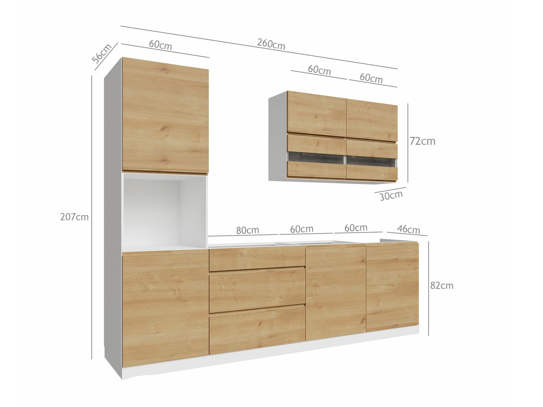 Modulinis virtuvės komplektas Soli Oak 164