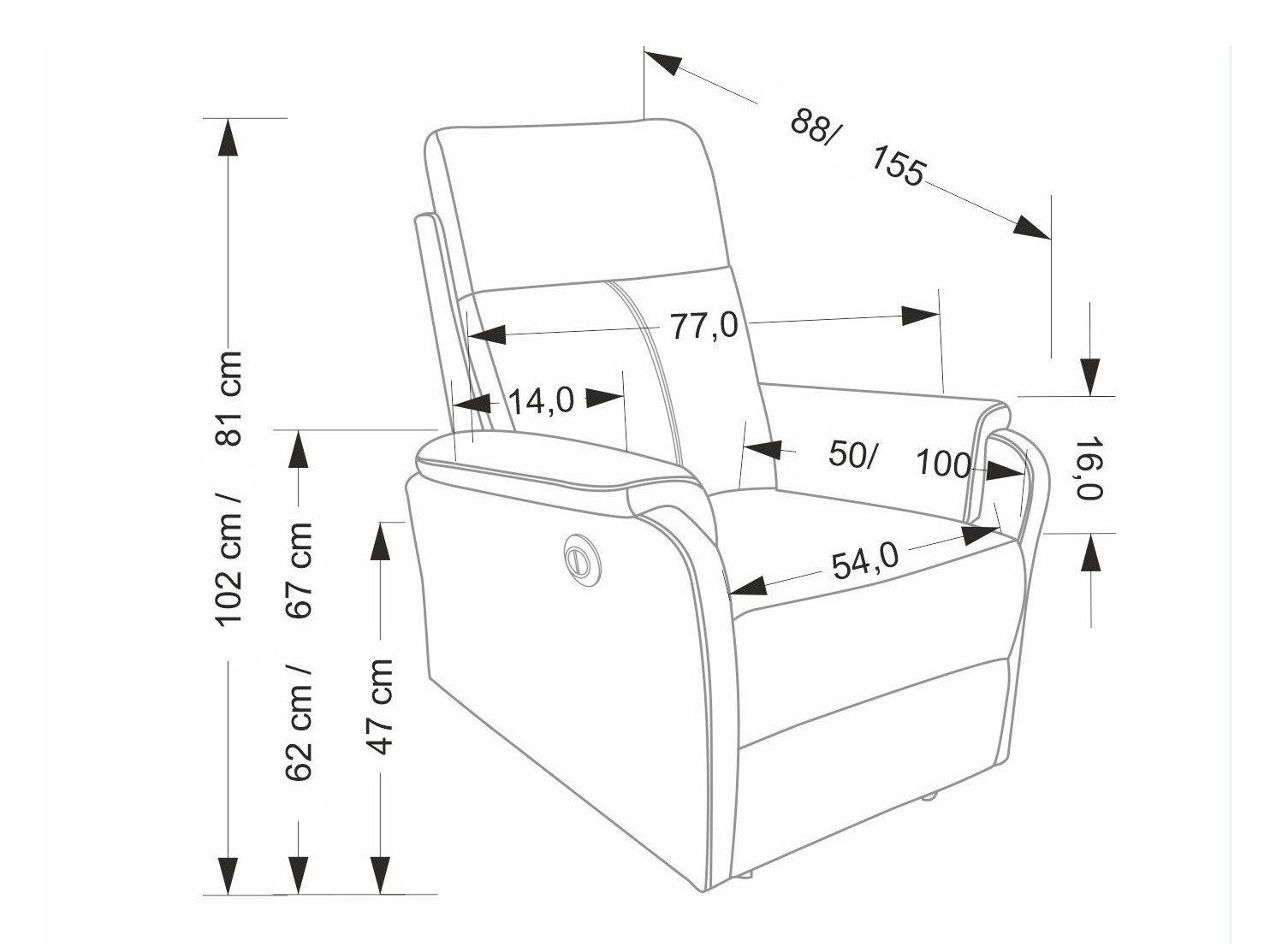 Fotelis reglaineris Houston 2081 (Pilka)