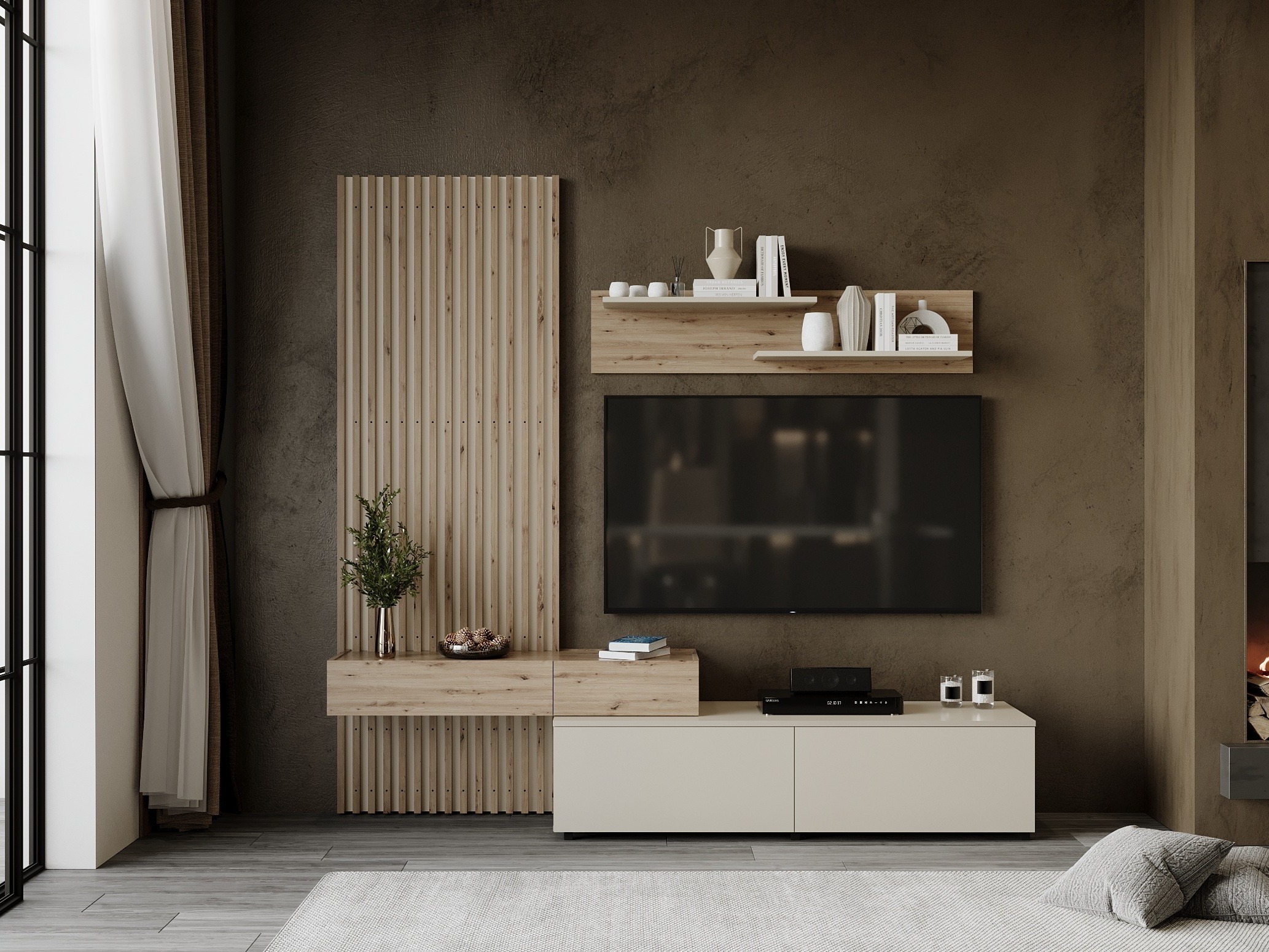 Svetainės komplektas Houston 2086 (Artisan ąžuolas + Kašmyras)