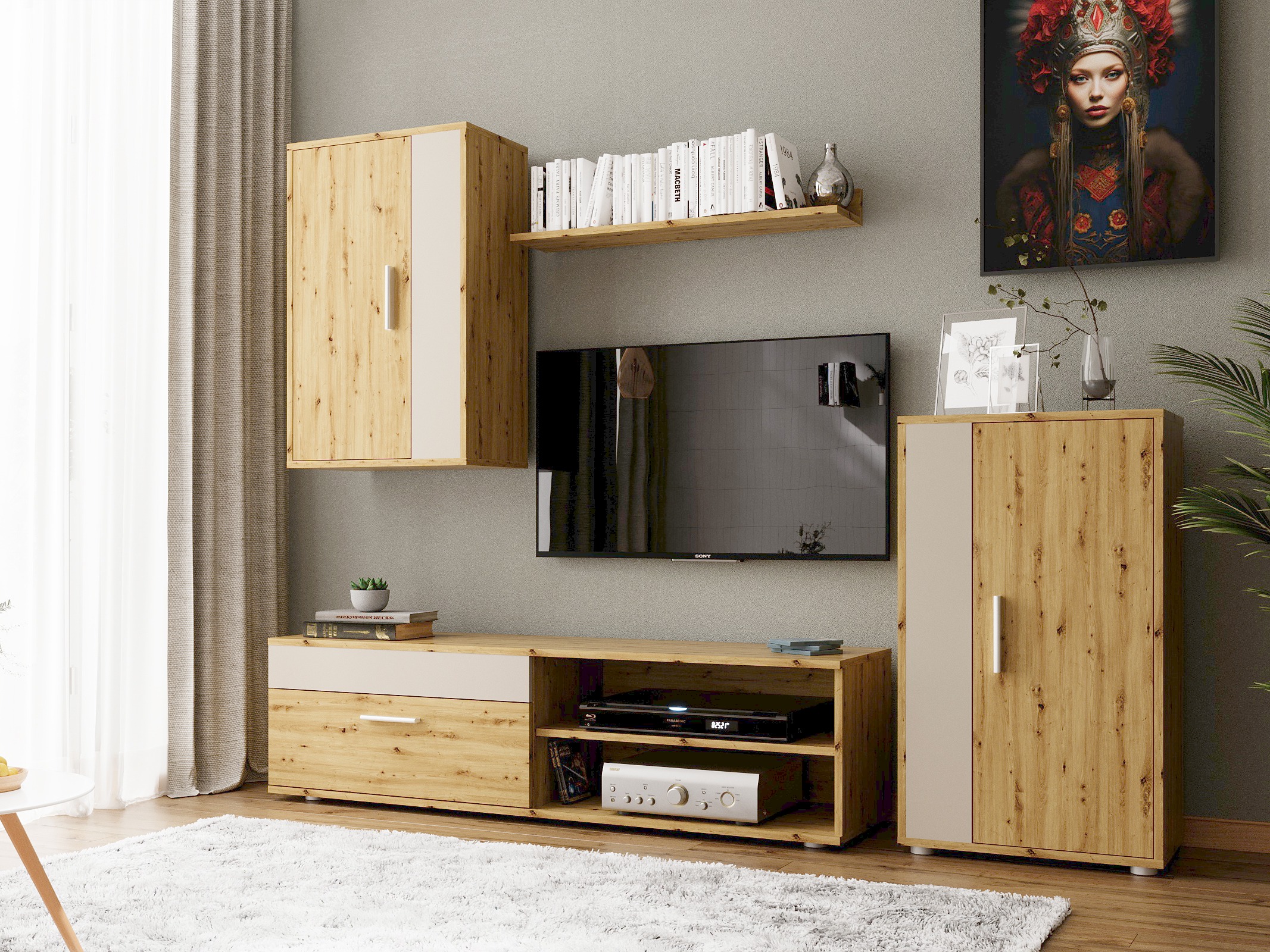 Svetainės komplektas Houston 2087 (Artisan ąžuolas + Kašmyras)