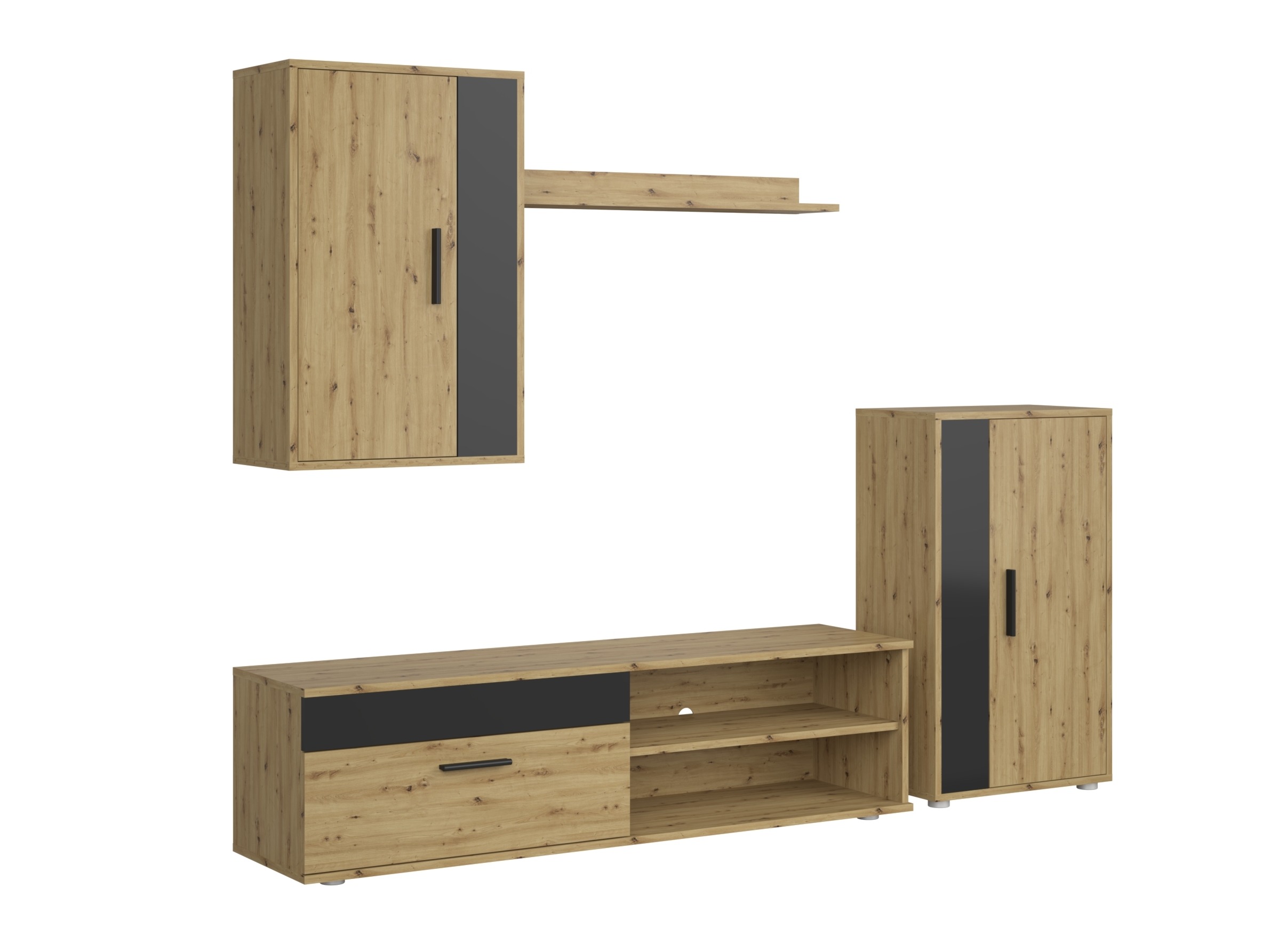 Svetainės komplektas Houston 2087 (Juoda + Artisan ąžuolas)