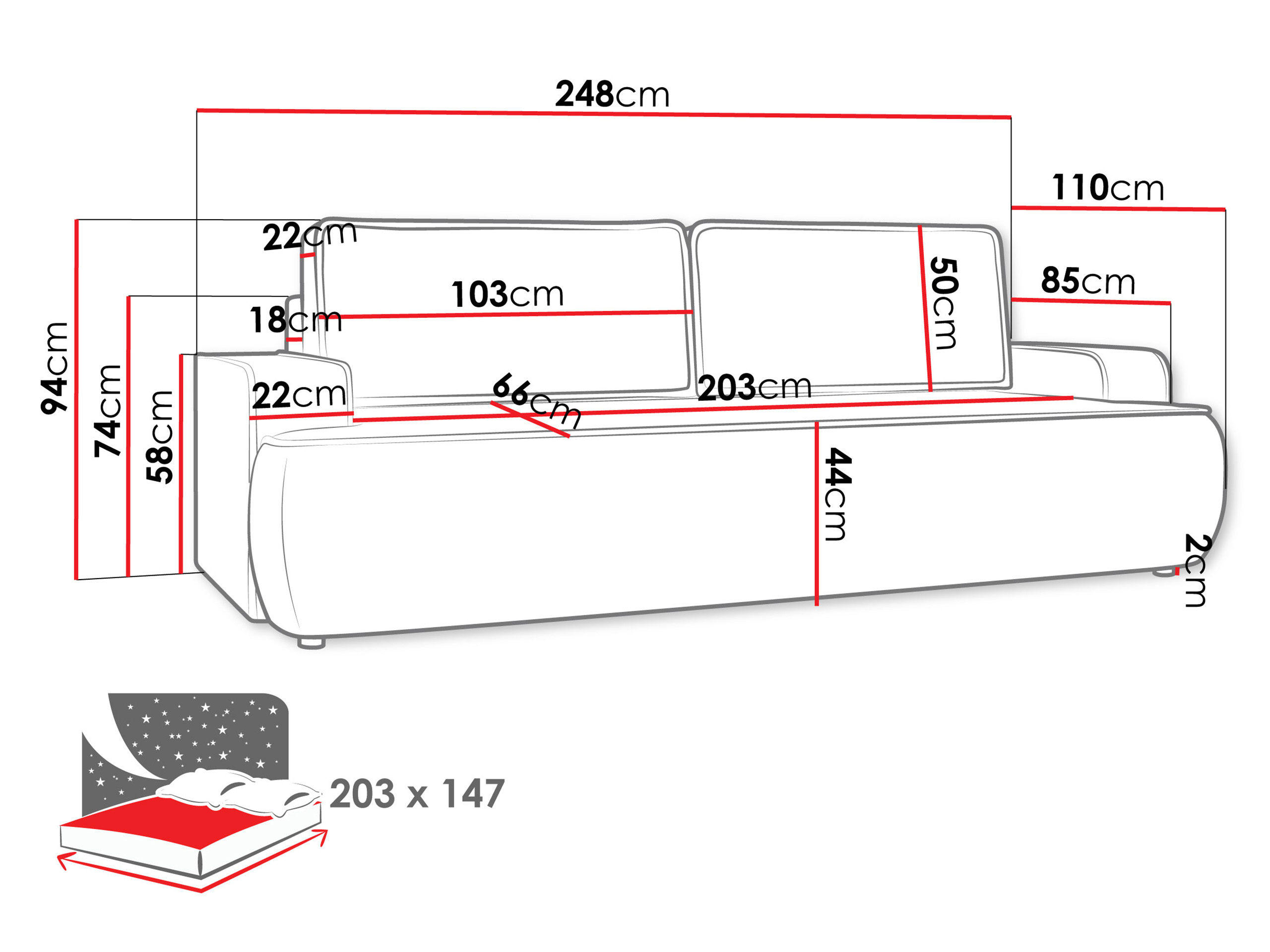 Sofa lova Bountiful 103 (Velo 635)