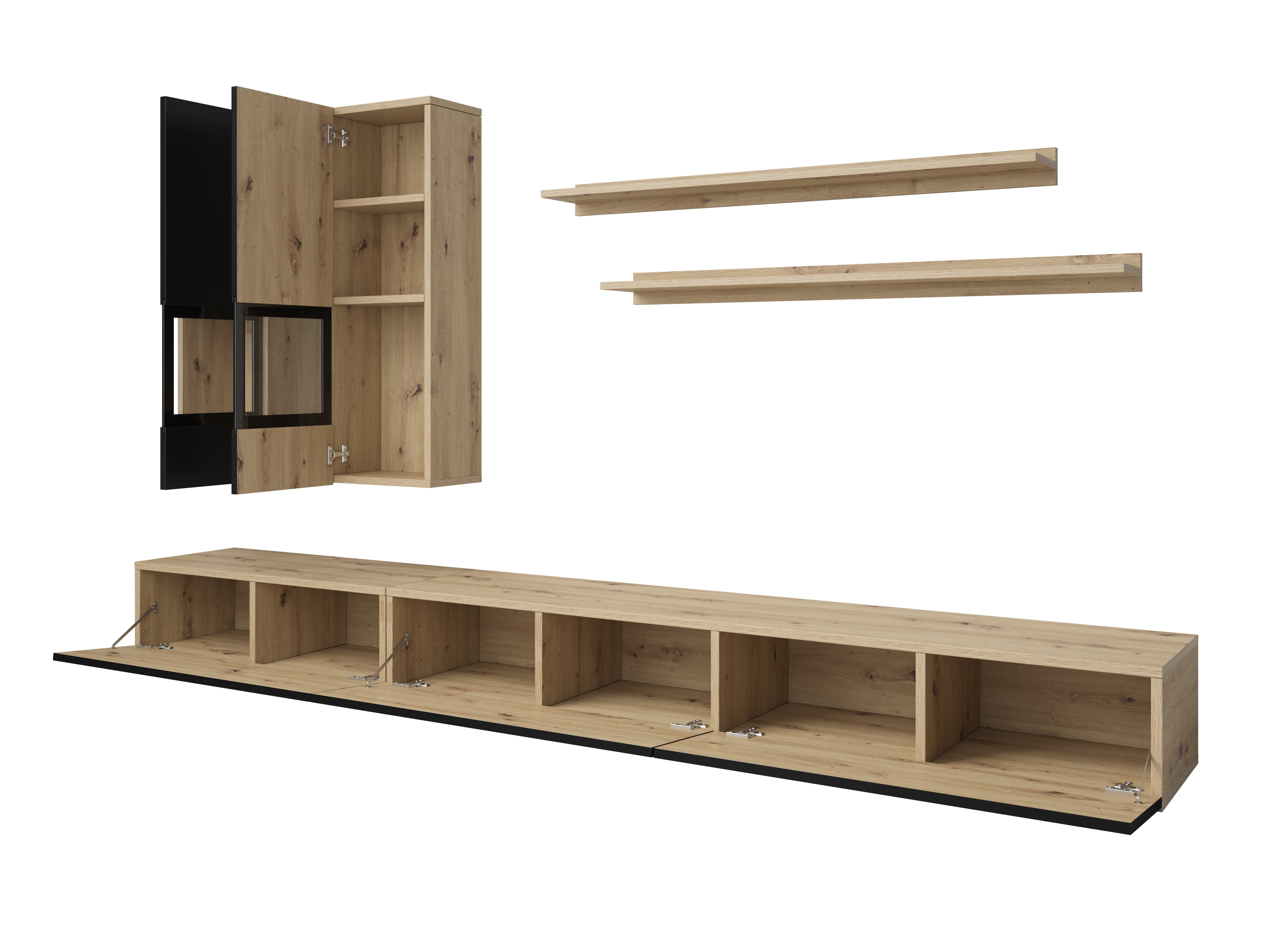 Svetainės komplektas Serodeu 104 (Artisan ąžuolas + Matinė juoda)