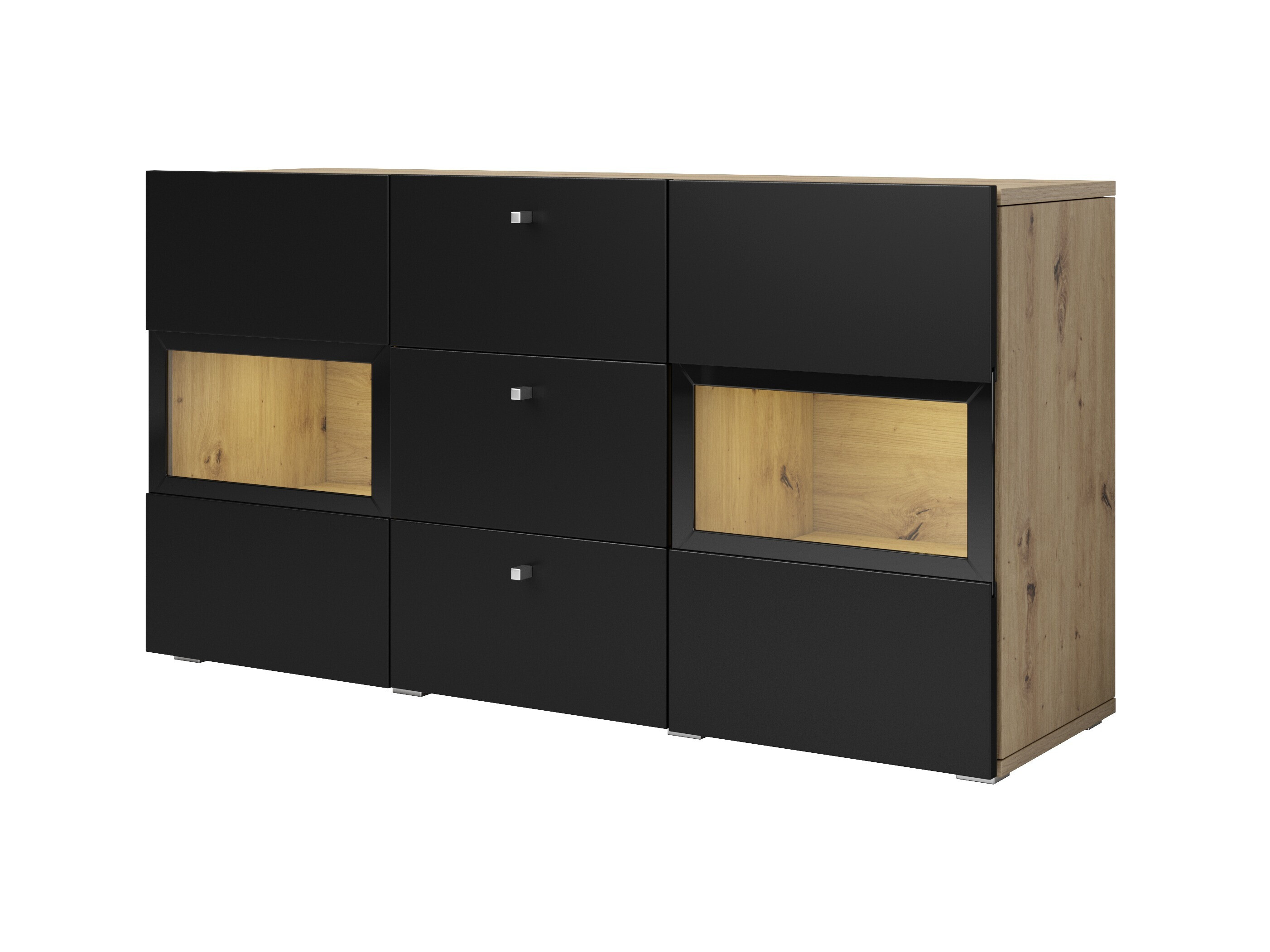 Svetainės komplektas Serodeu 104 (Artisan ąžuolas + Matinė juoda)