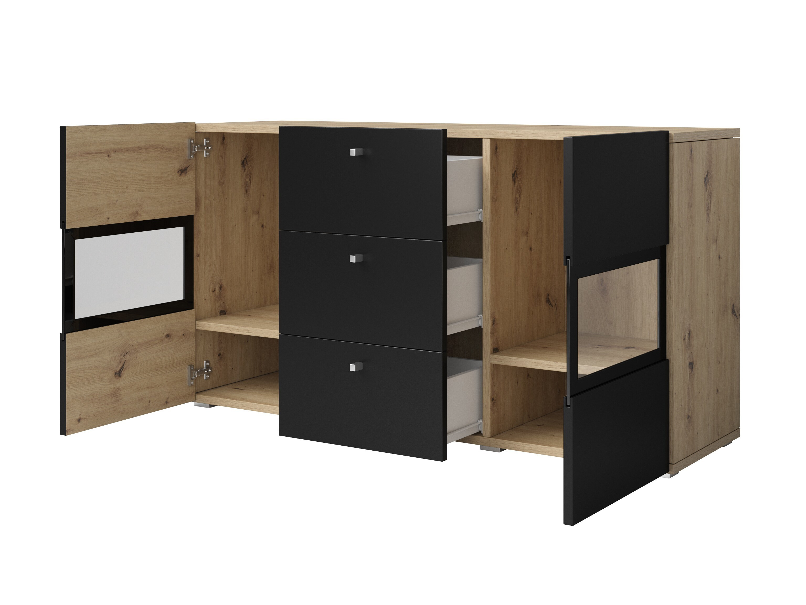 Svetainės komplektas Serodeu 104 (Artisan ąžuolas + Matinė juoda)