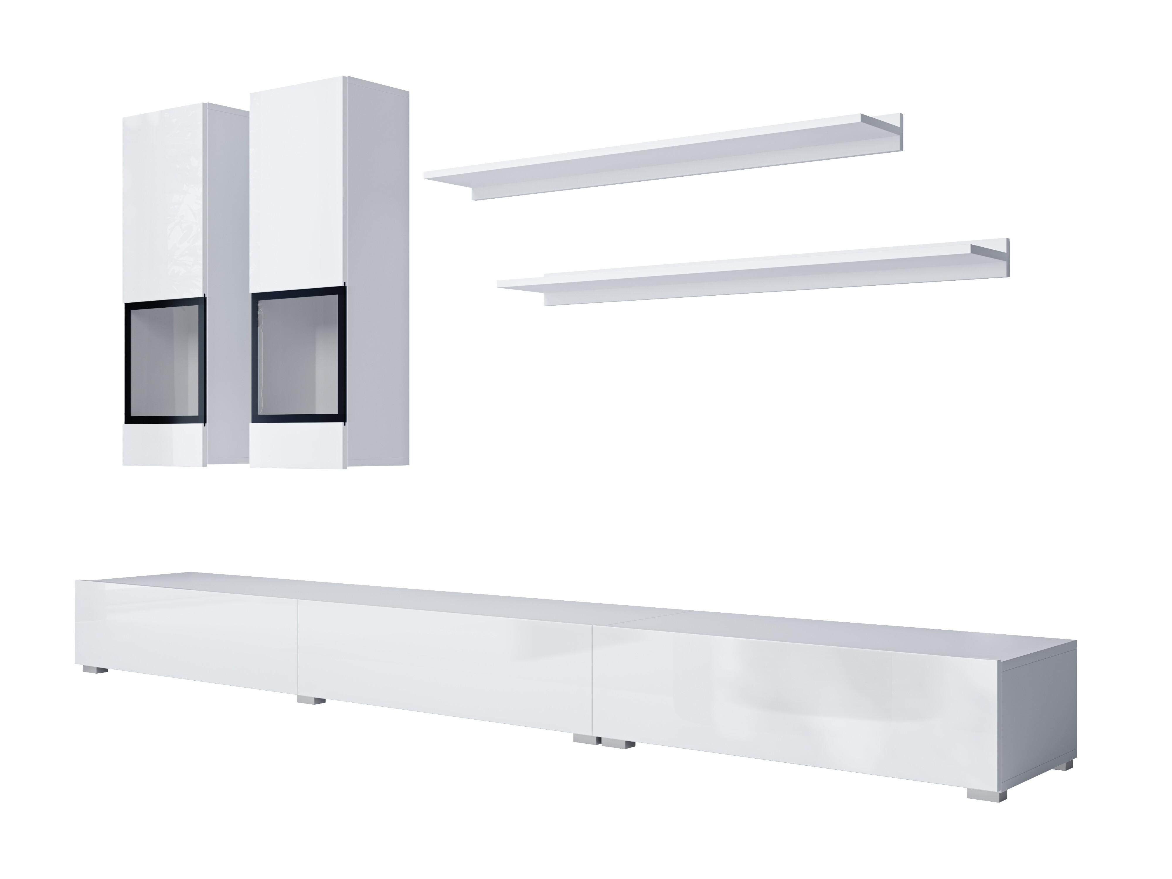 Svetainės komplektas Serodeu 104 (Balta + Blizgi balta)