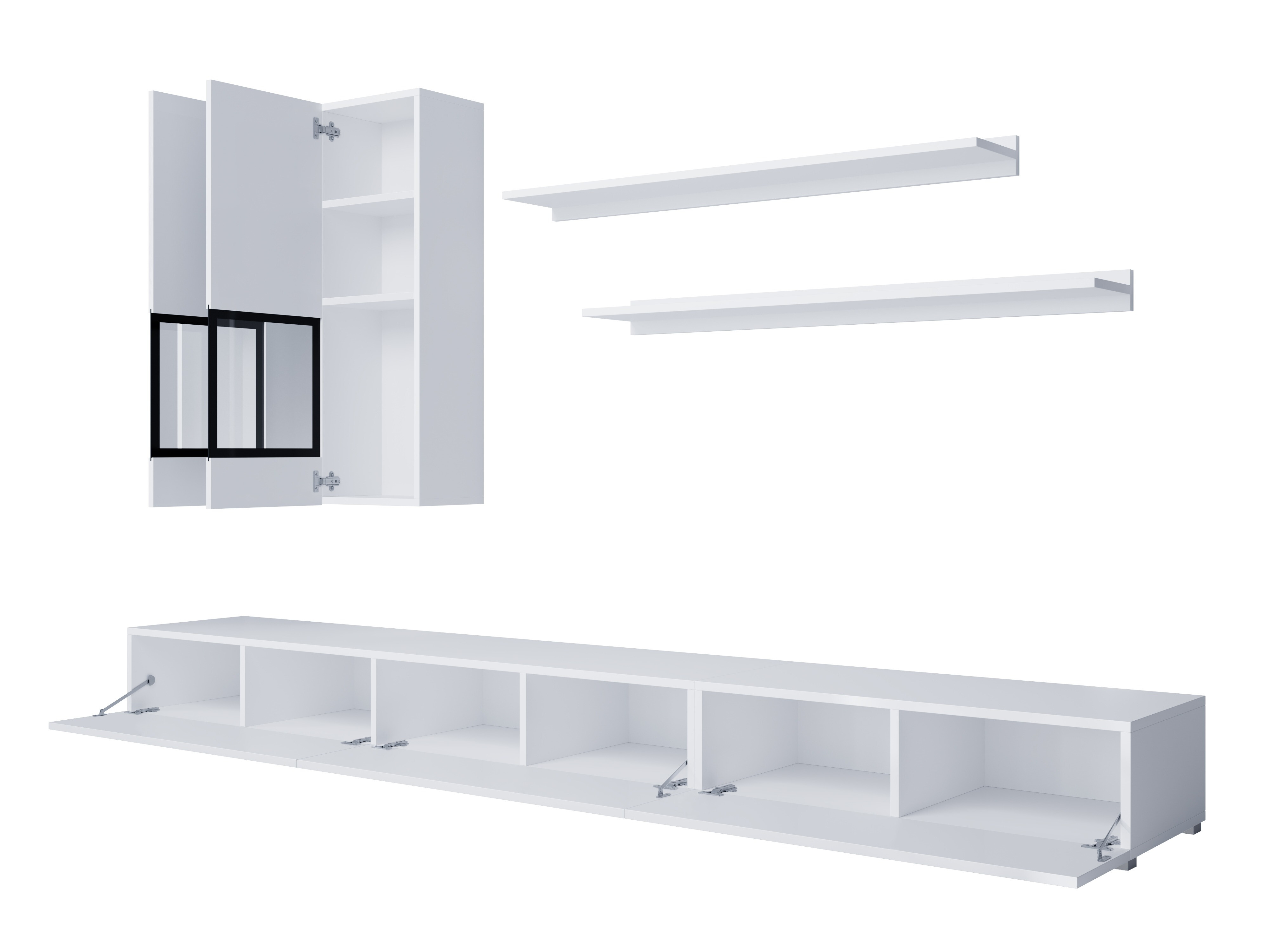 Svetainės komplektas Serodeu 104 (Balta + Blizgi balta)