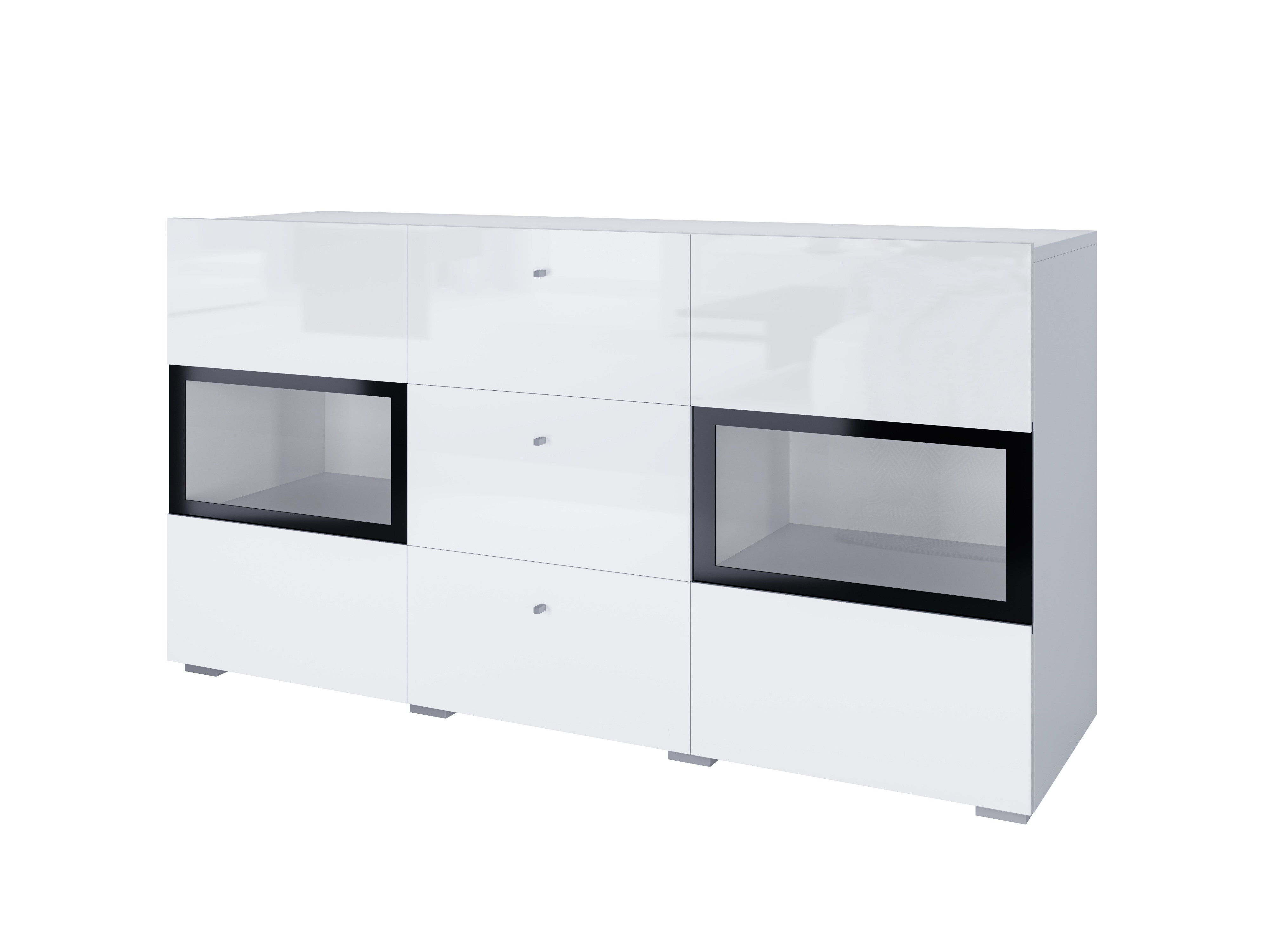 Svetainės komplektas Serodeu 104 (Balta + Blizgi balta)