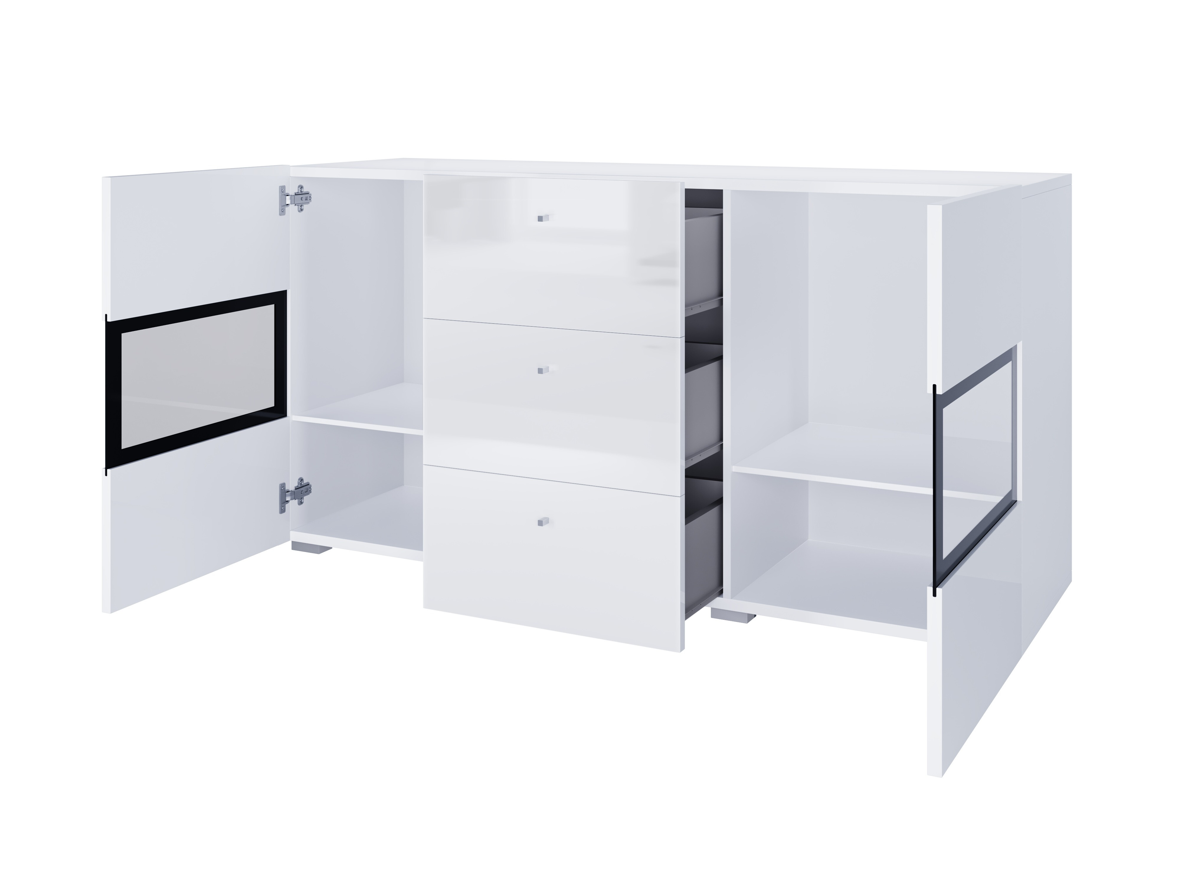 Svetainės komplektas Serodeu 104 (Balta + Blizgi balta)