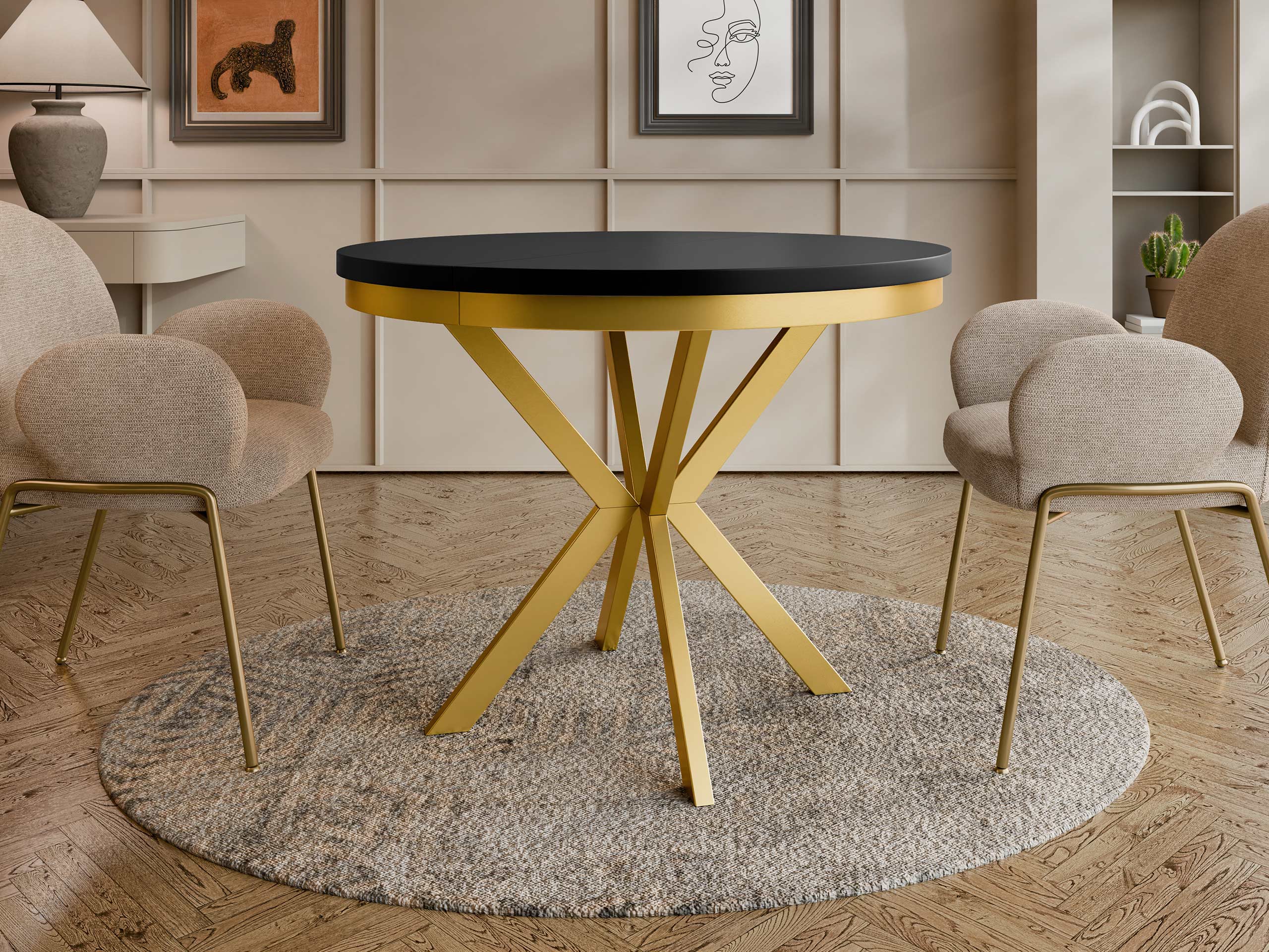 Stalas Oswego 155 (Juoda + Auksinė)