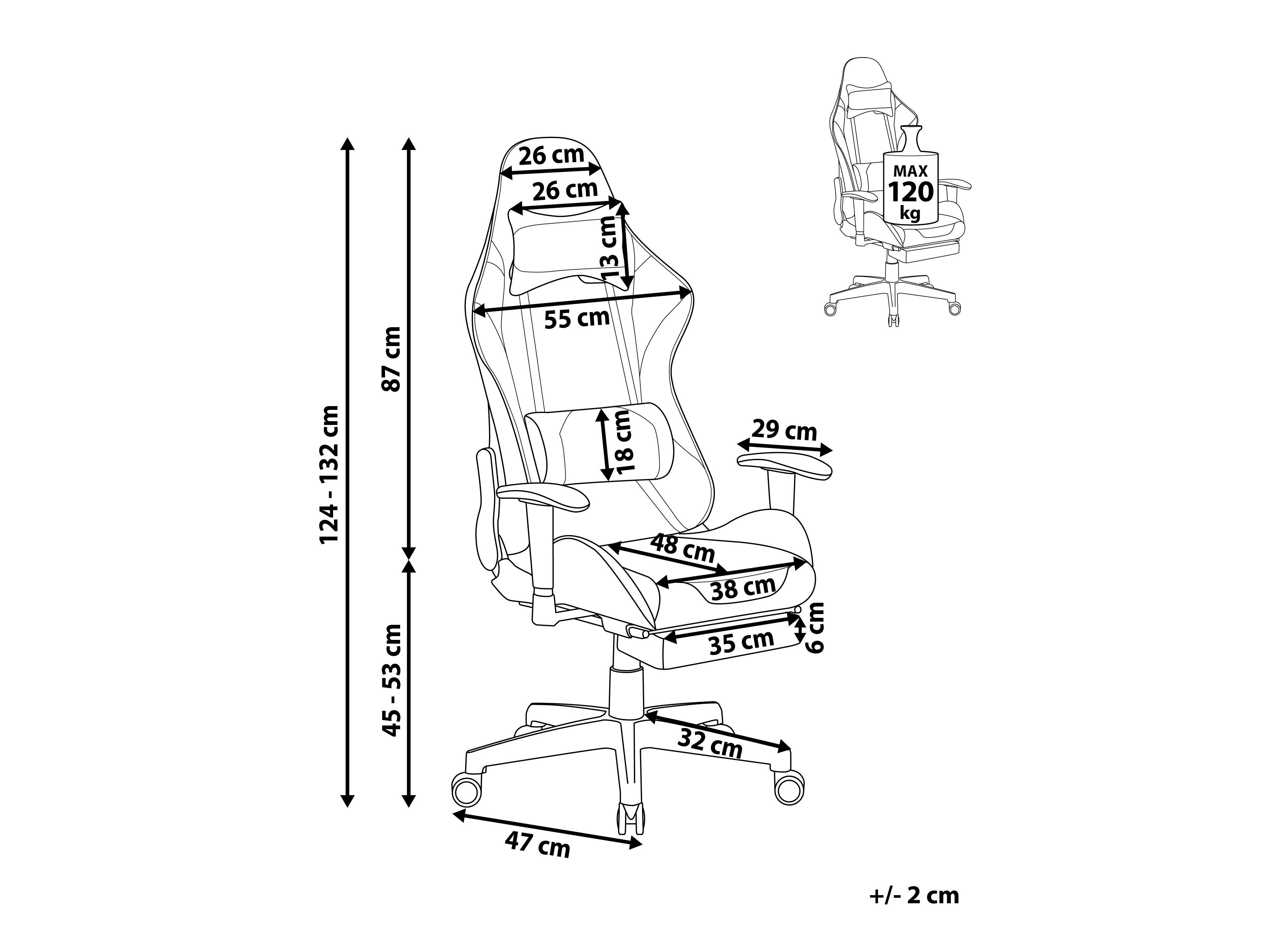 Žaidimų kėdė Berwyn 183 (Juoda + Pilka)