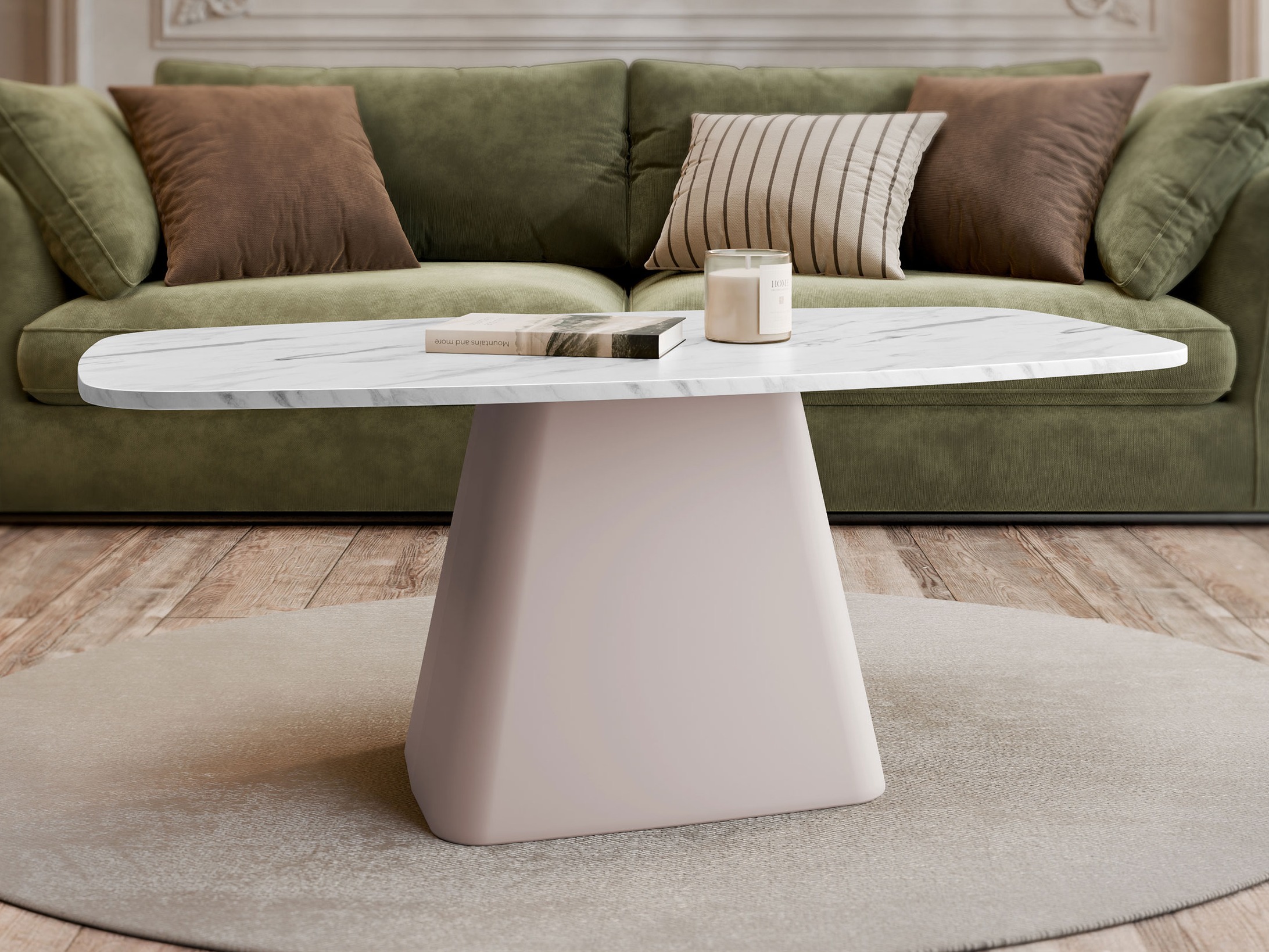 Žurnalinis staliukas Oswego 158 (Baltas marmuras + Kašmyras)