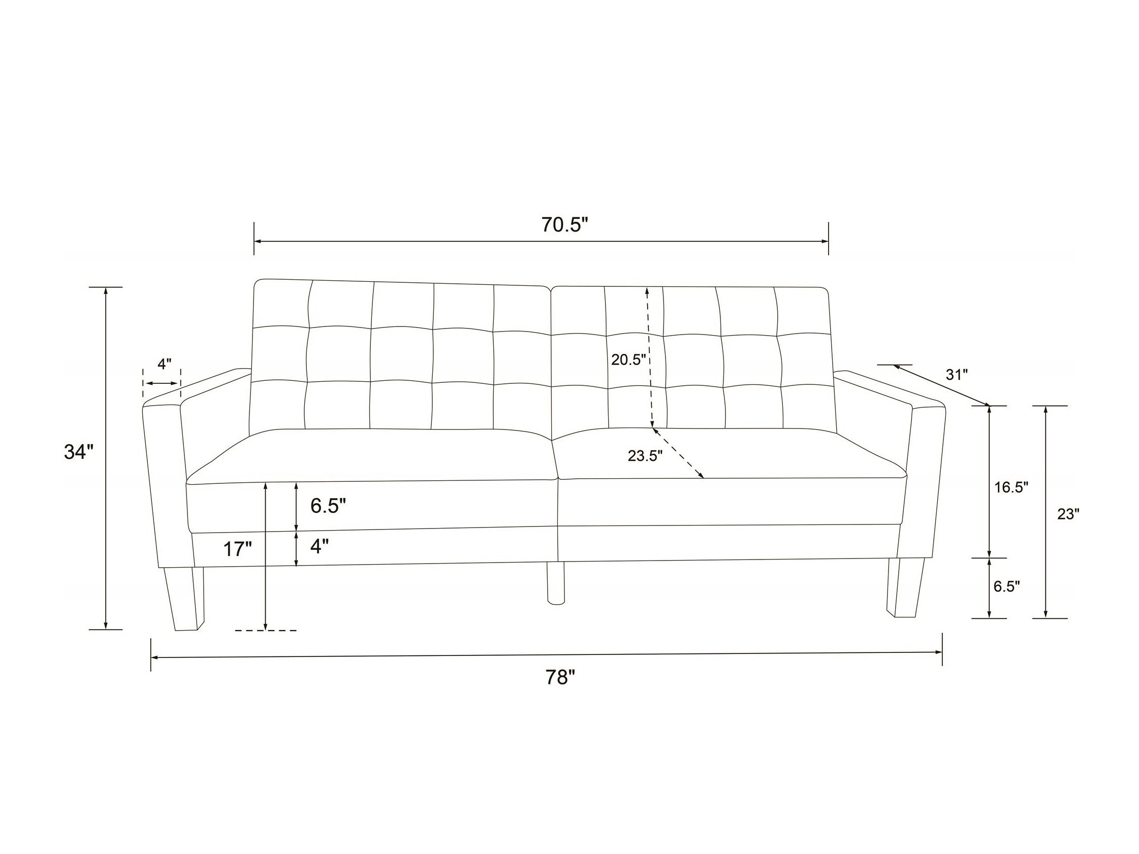 Sofa lova Tulsa 128 (Tamsi pilka)