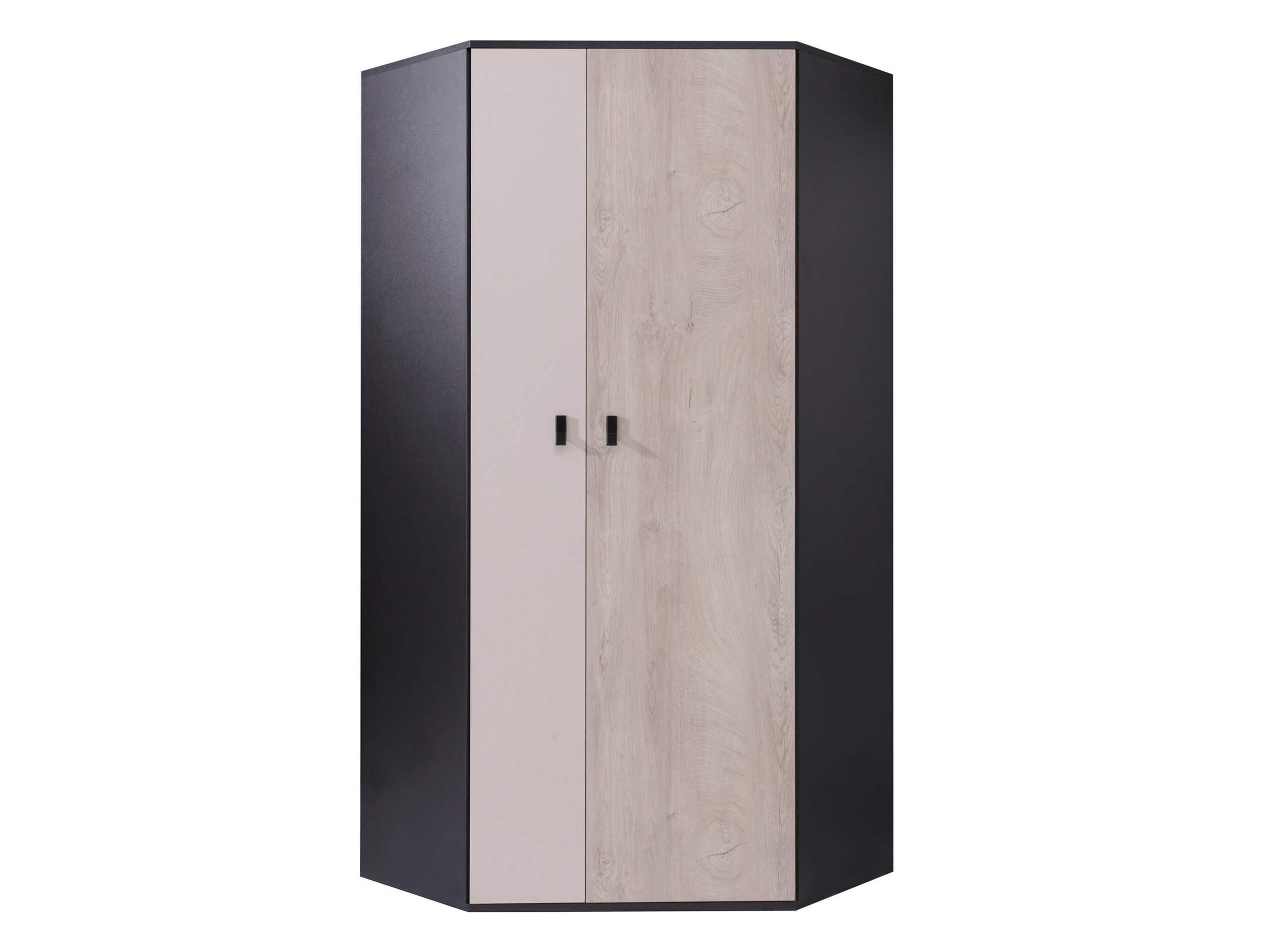 Kampinė spinta Camteso 100 (Juoda + Ąžuolas + Smėlinė)