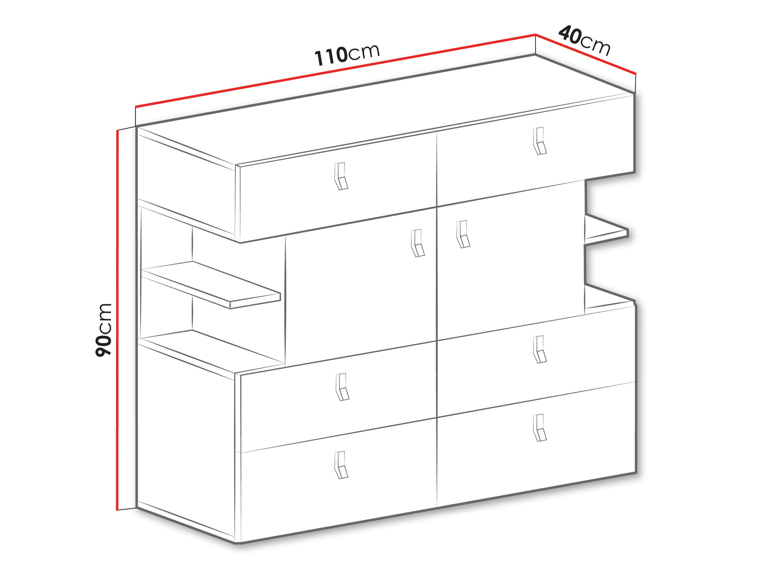 Komoda Camteso 106 (Balta + Ąžuolas + Turkis)