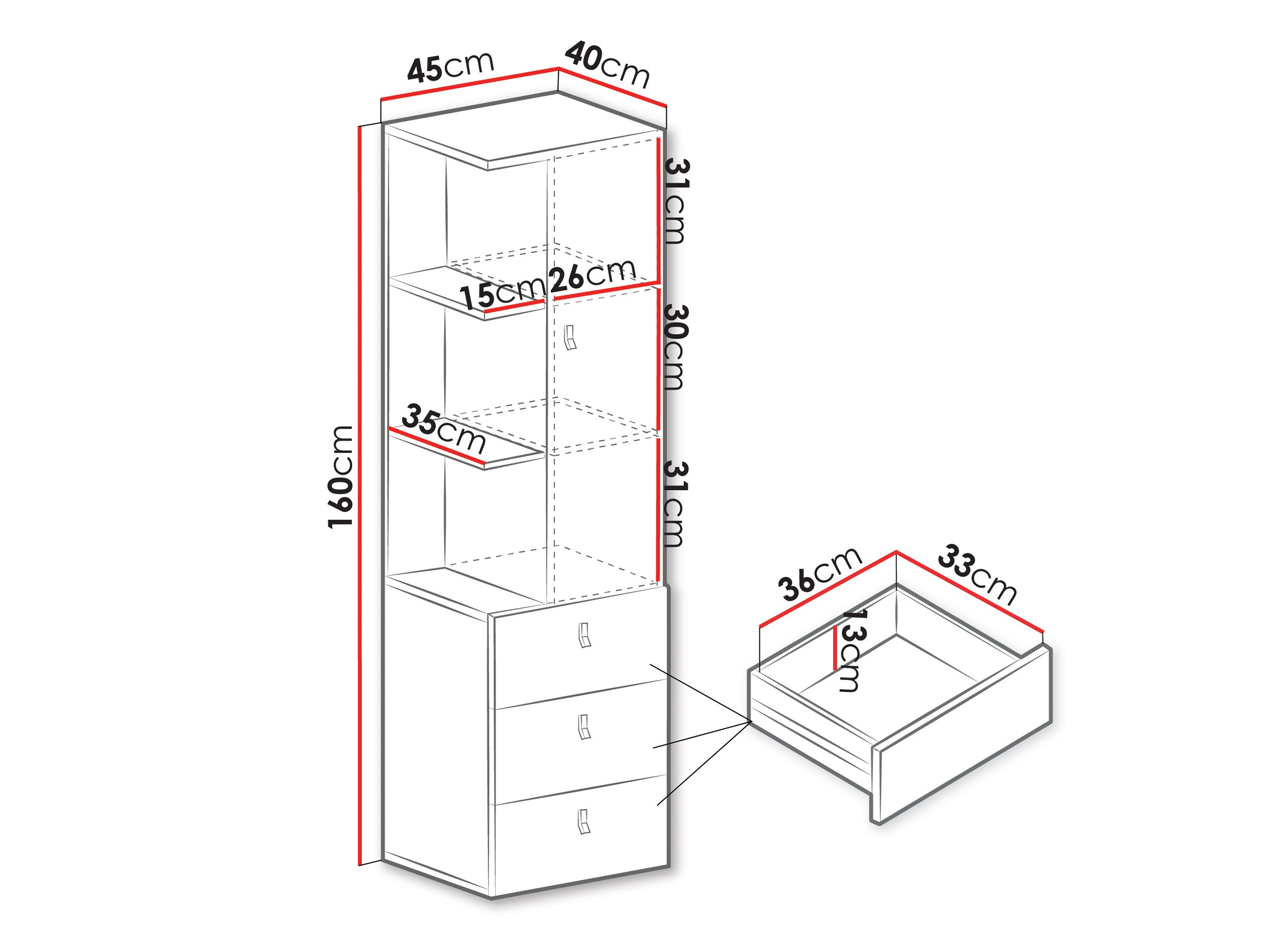 Lentyna Camteso 105 (Balta + Ąžuolas + Turkis)